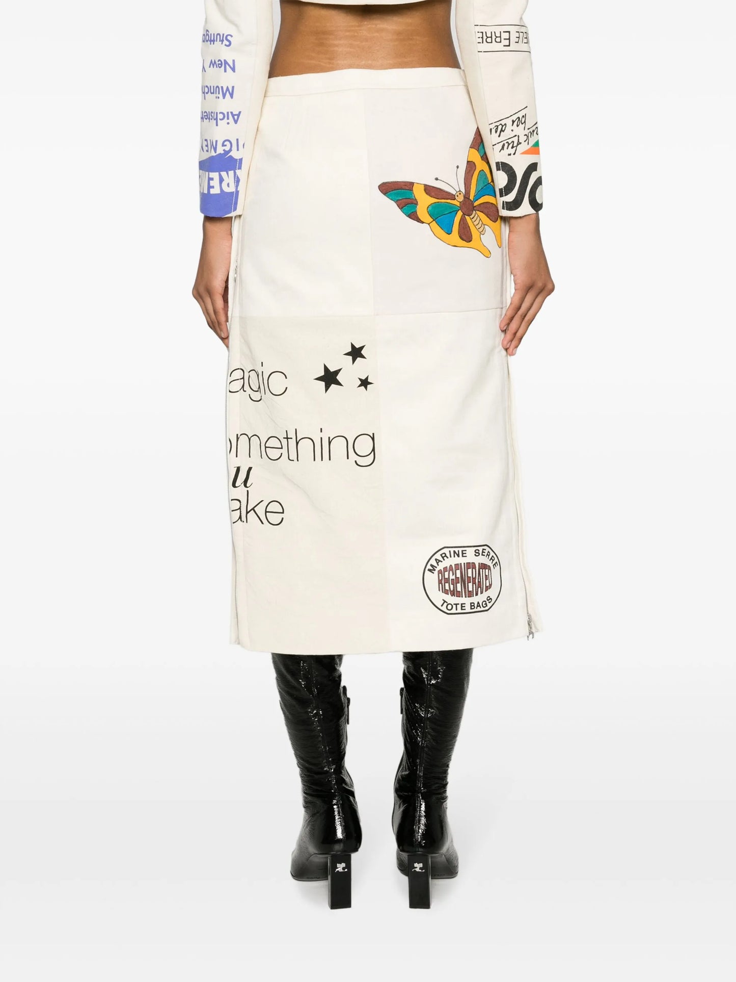 Regenerated Tote Bags patchwork straight skirt