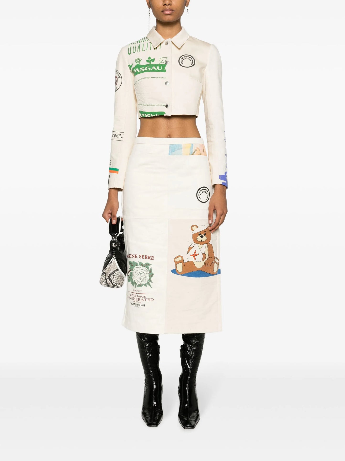 Regenerated Tote Bags patchwork straight skirt