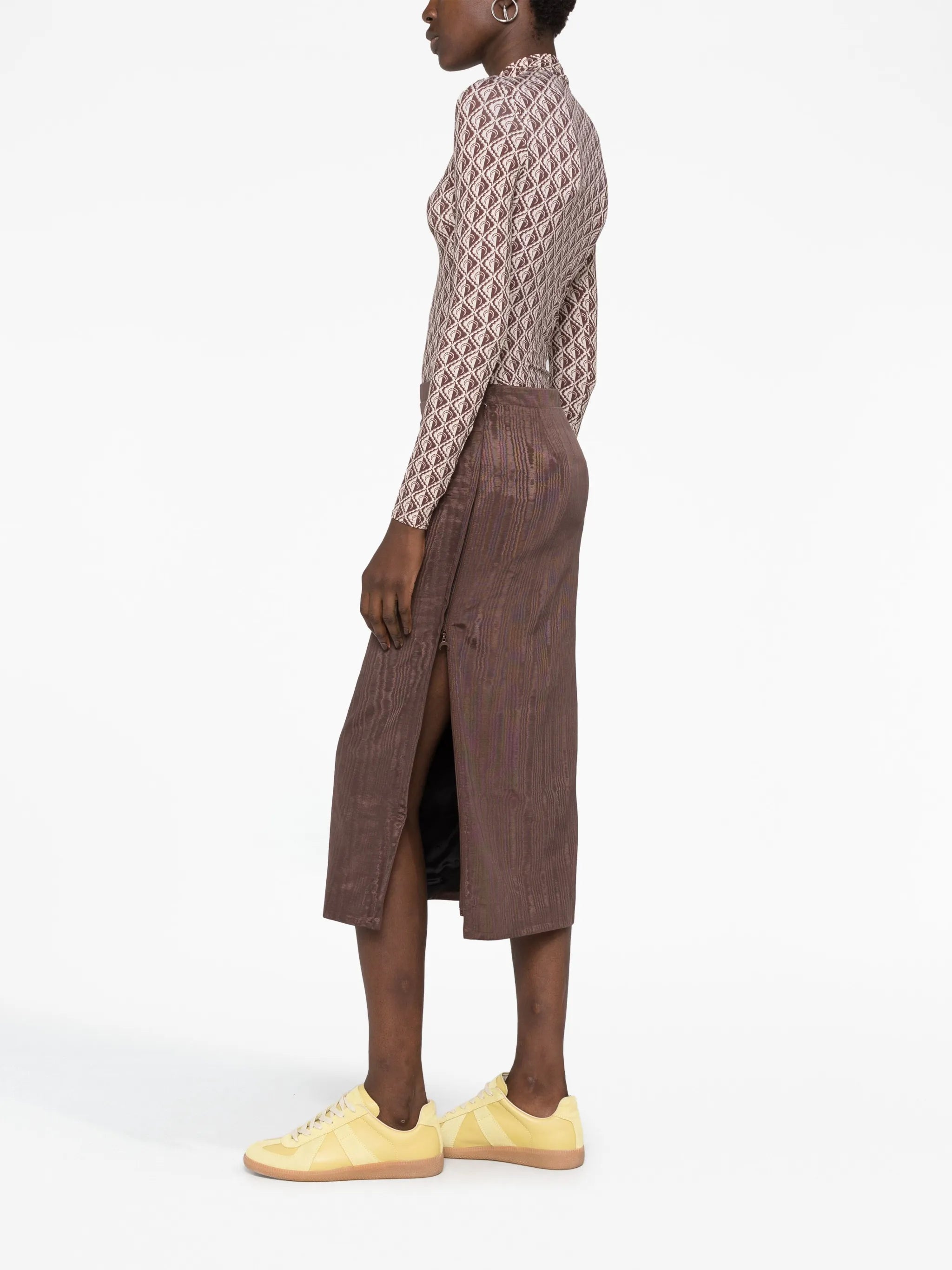 Regenerated moire midi skirt