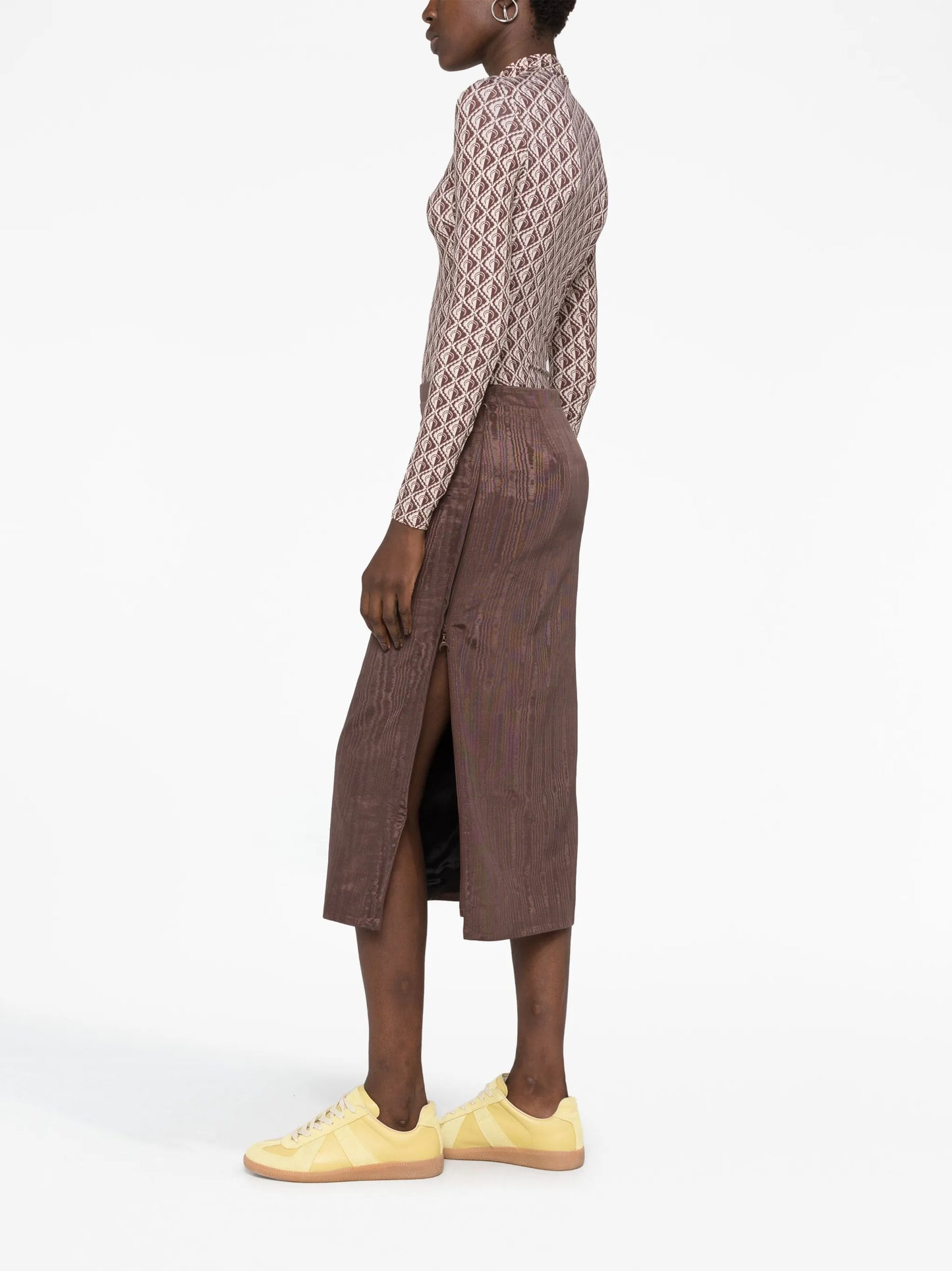 Regenerated moire midi skirt
