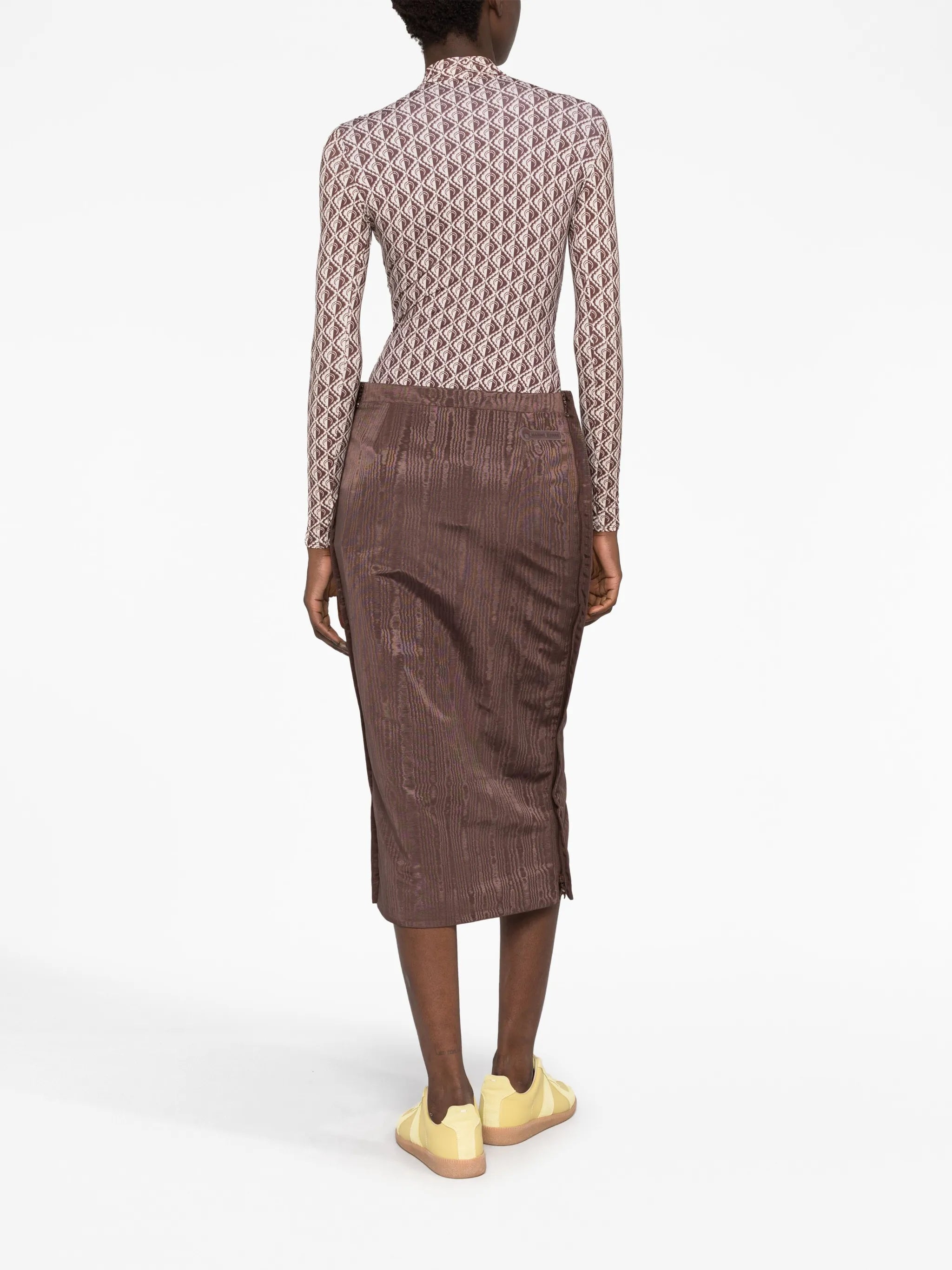 Regenerated moire midi skirt