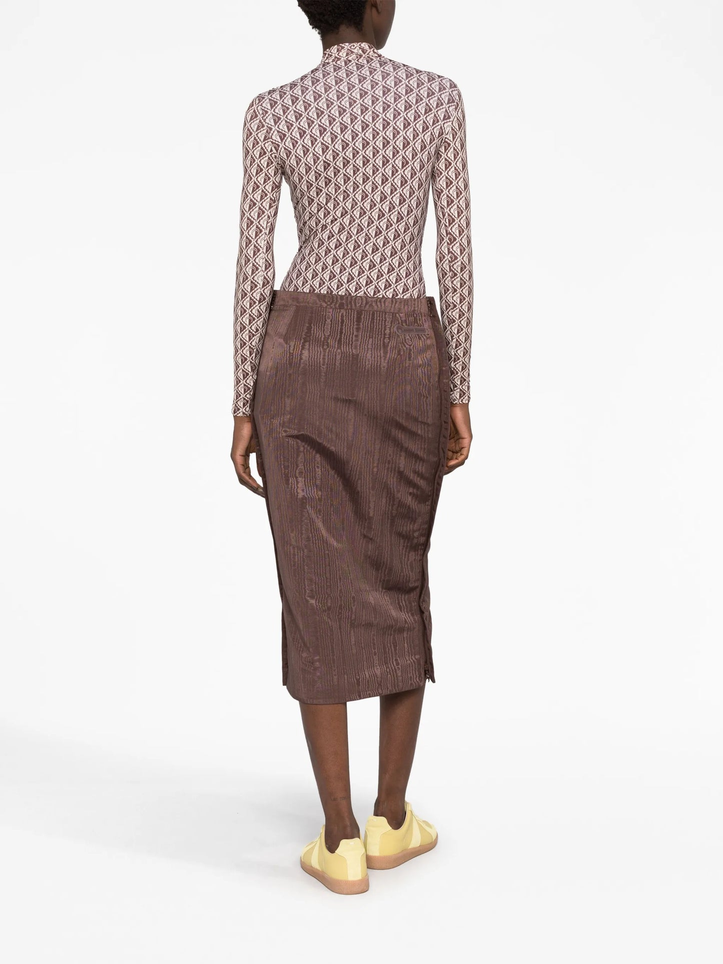 Regenerated moire midi skirt