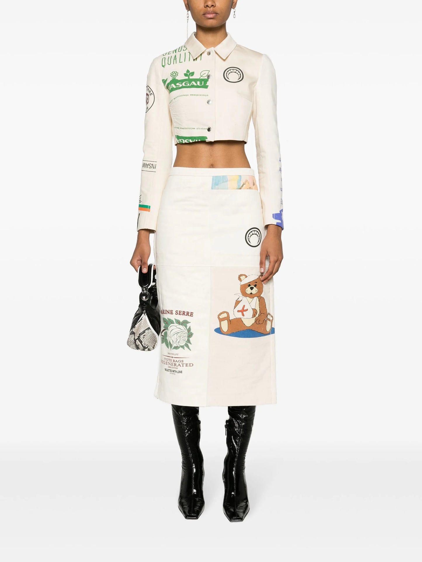 Regenerated Tote Bags Tailoring patchwork cropped jacket