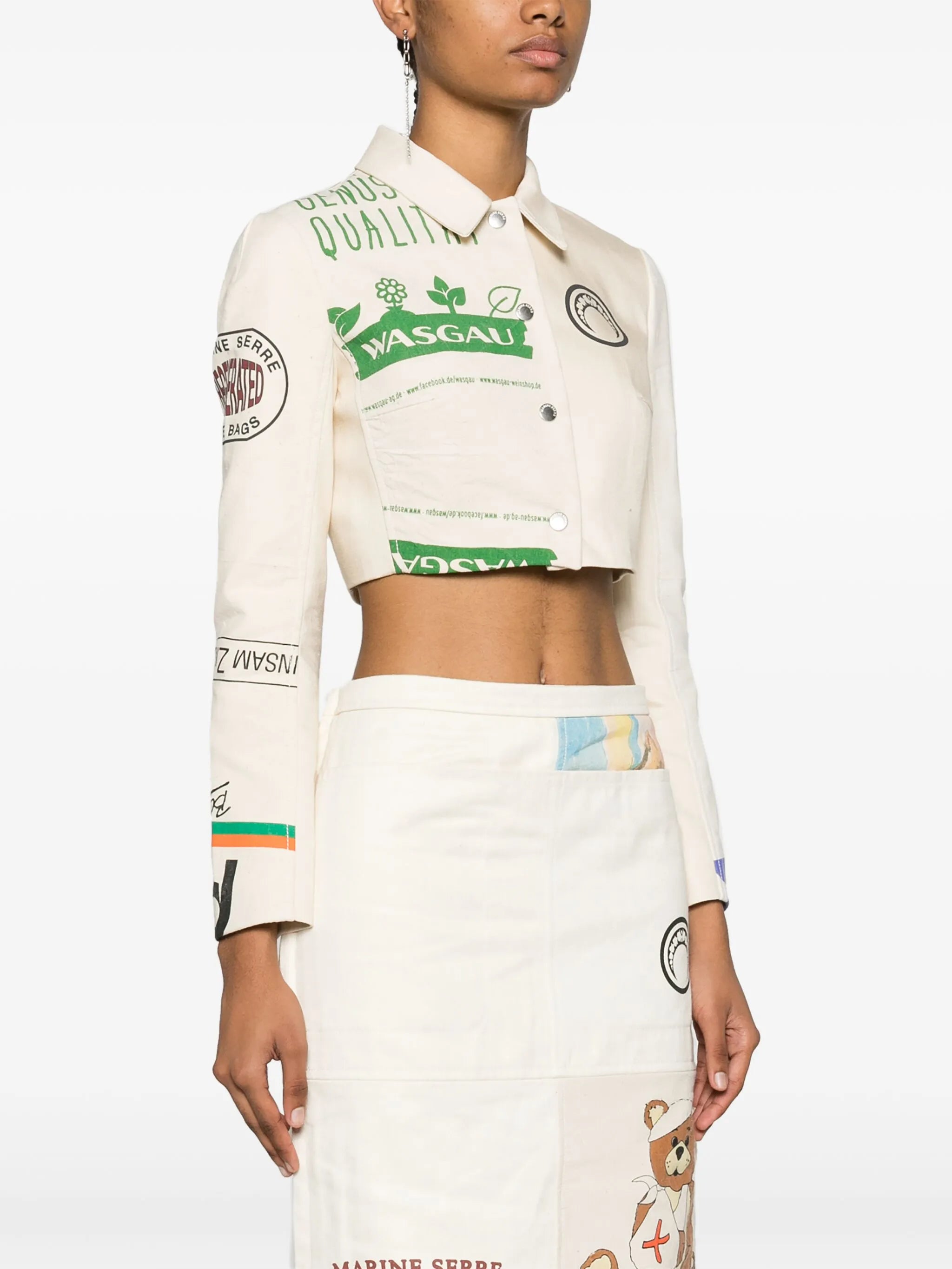 Regenerated Tote Bags Tailoring patchwork cropped jacket