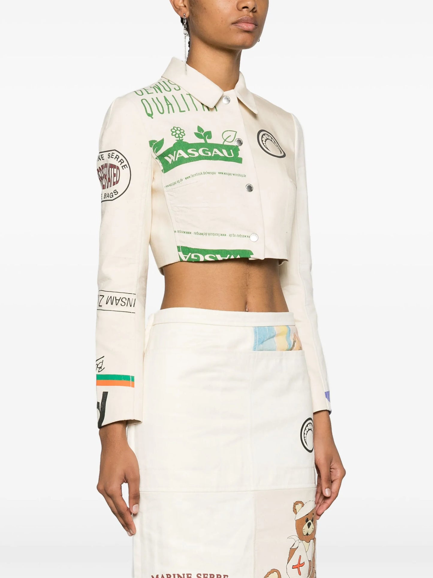 Regenerated Tote Bags Tailoring patchwork cropped jacket