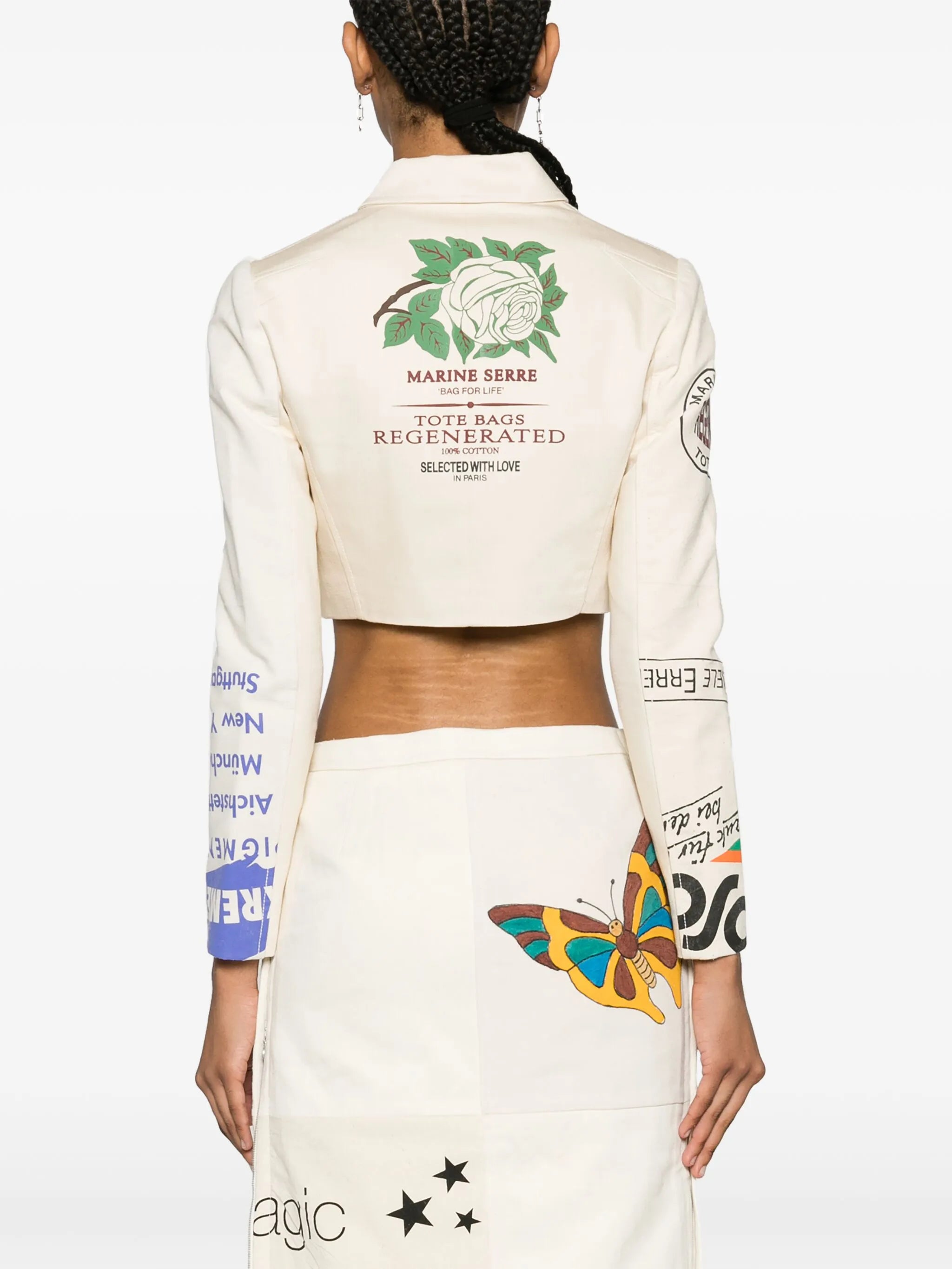 Regenerated Tote Bags Tailoring patchwork cropped jacket