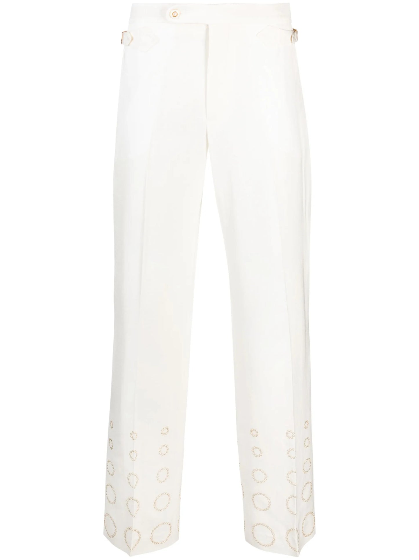 pearl-print straight-leg trousers
