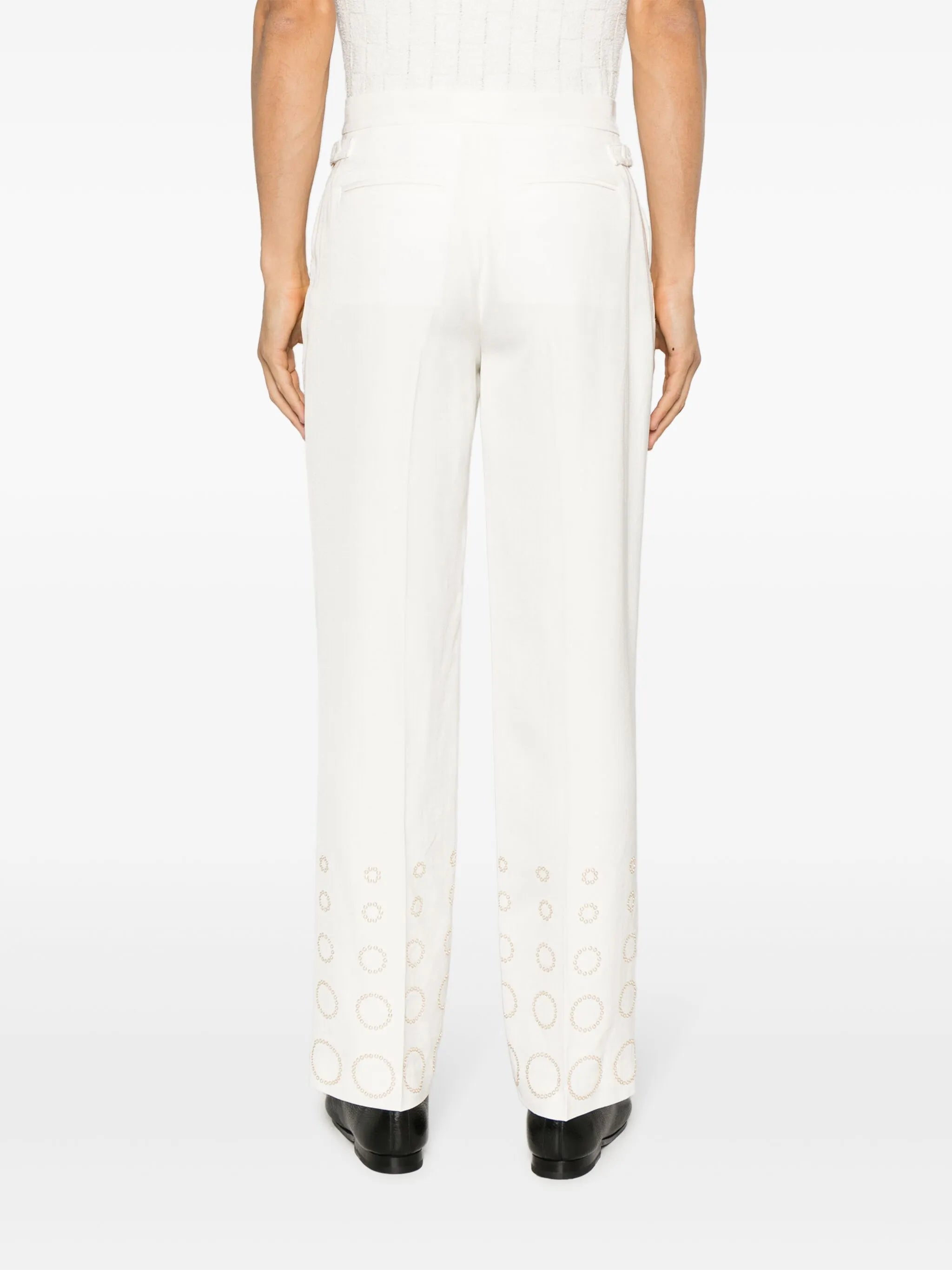 pearl-print straight-leg trousers