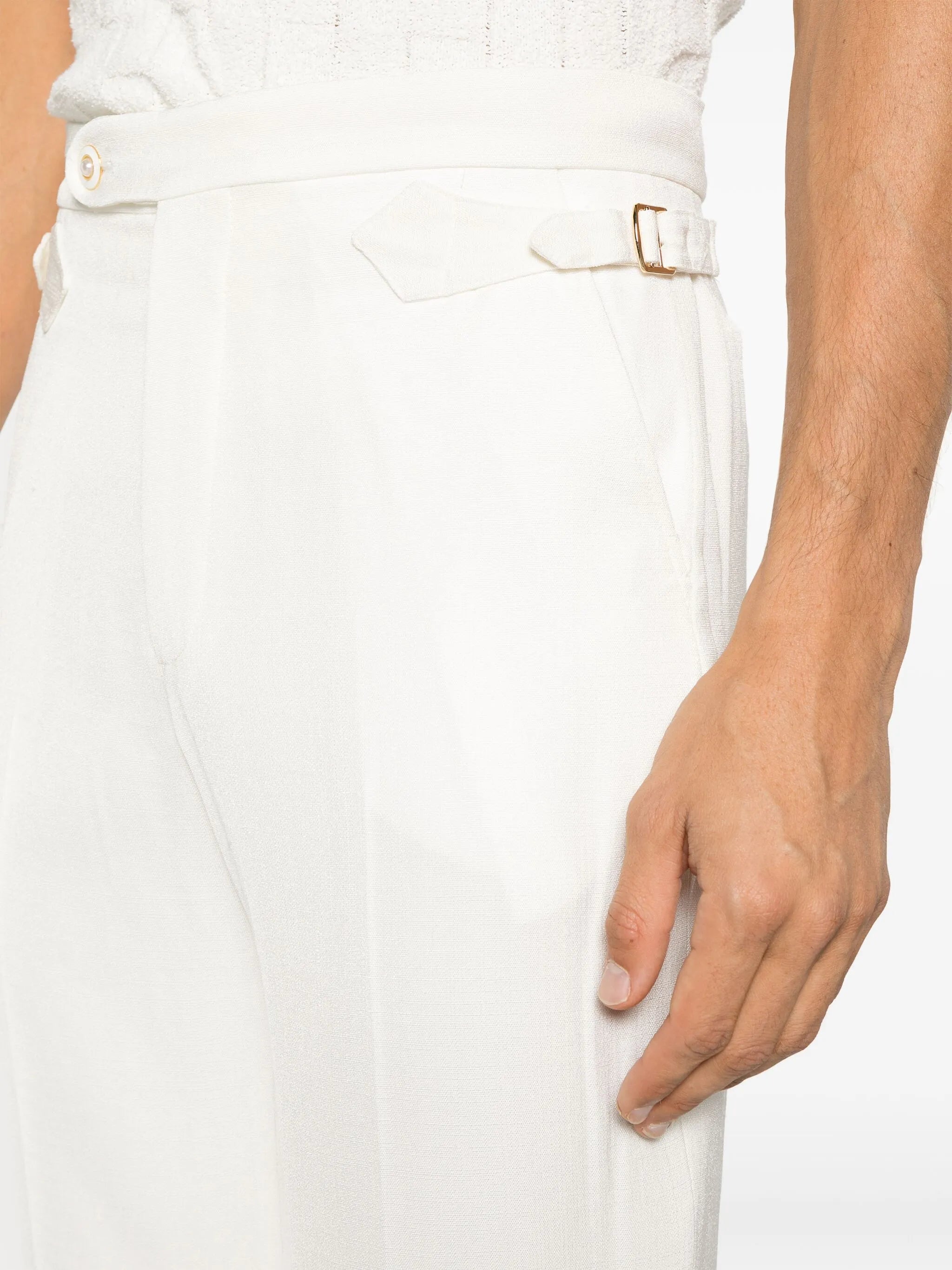 pearl-print straight-leg trousers
