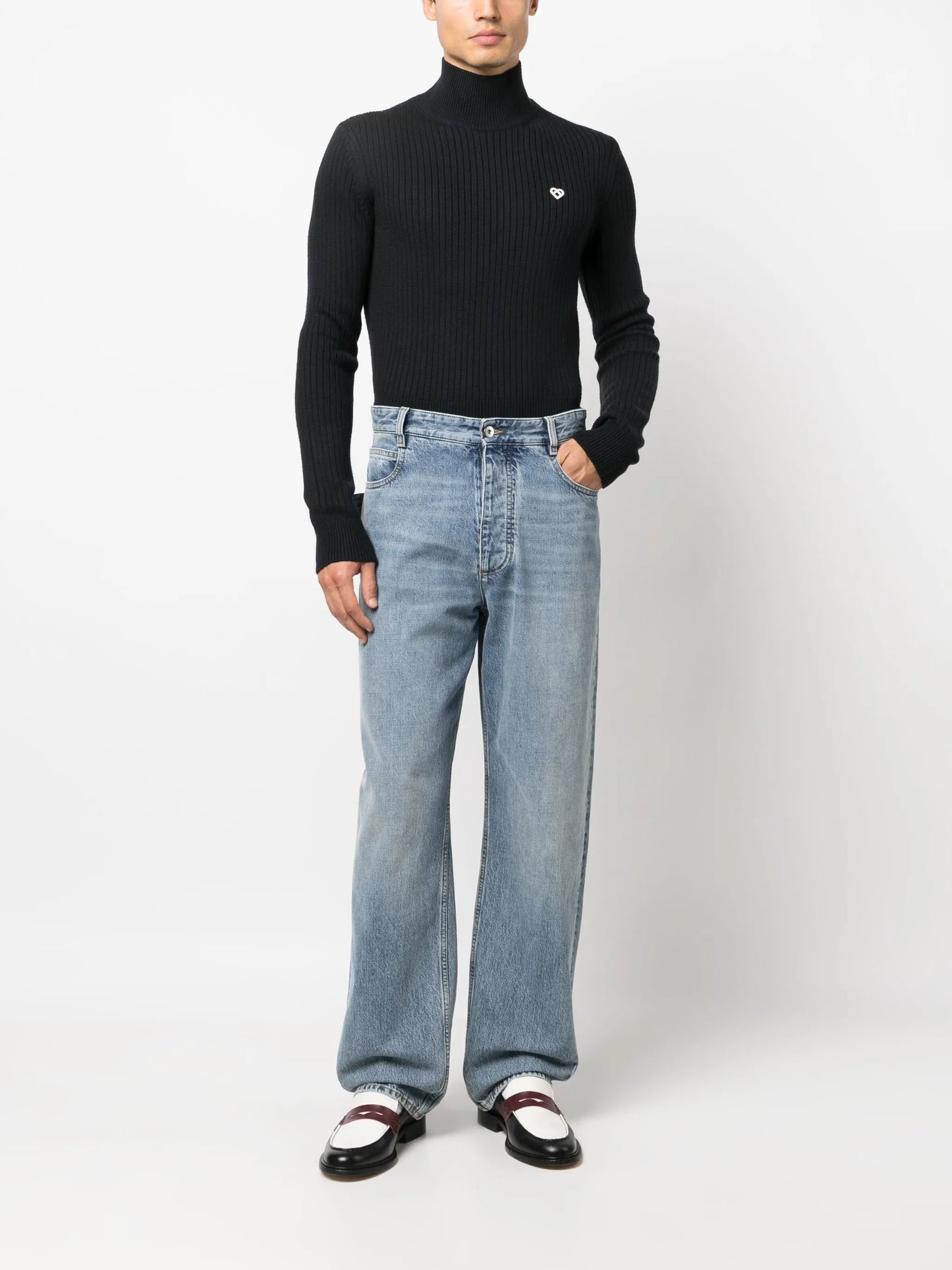 ribbed-knit high-neck jumper