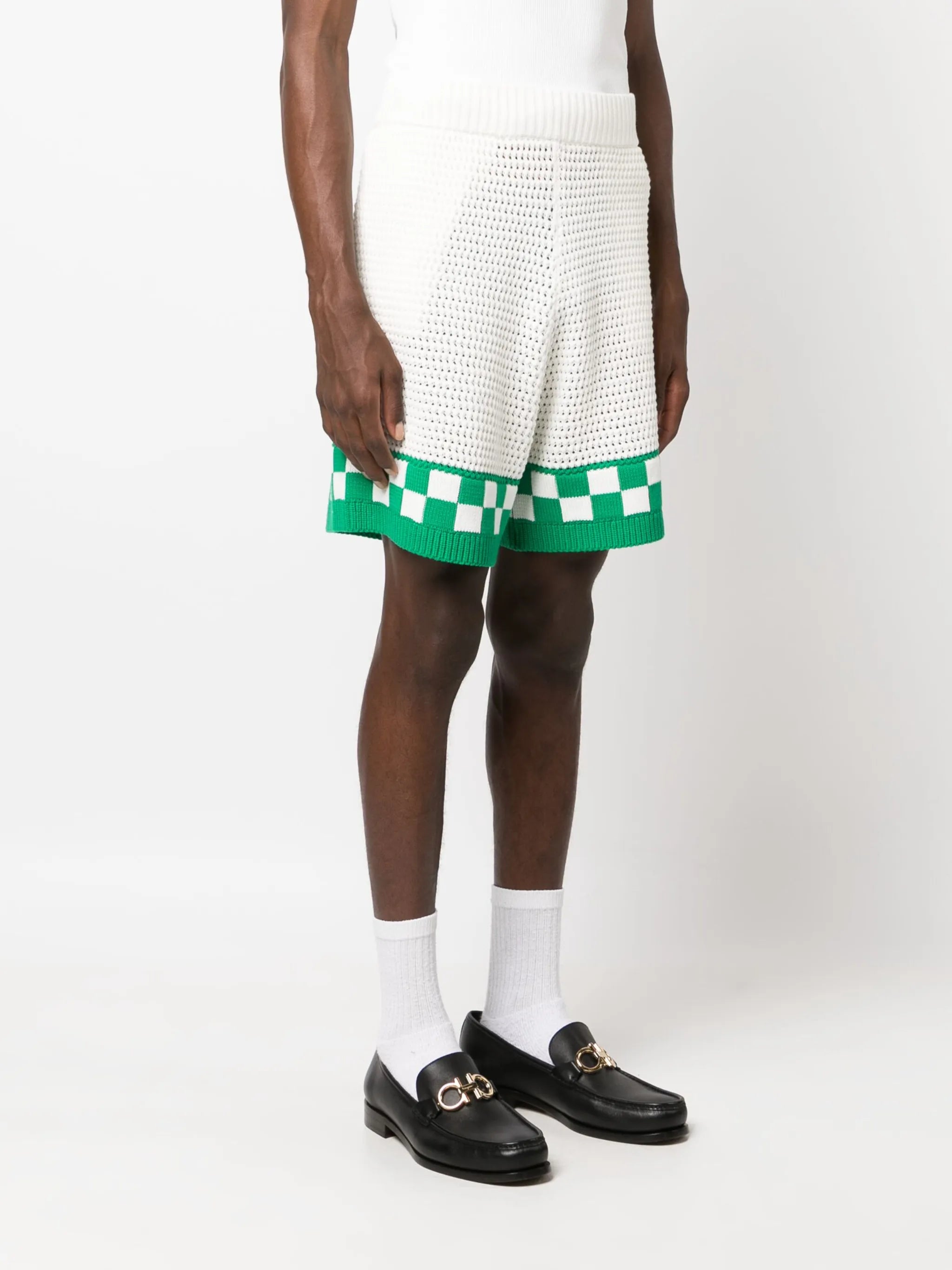 logo-patch crochet-knit shorts