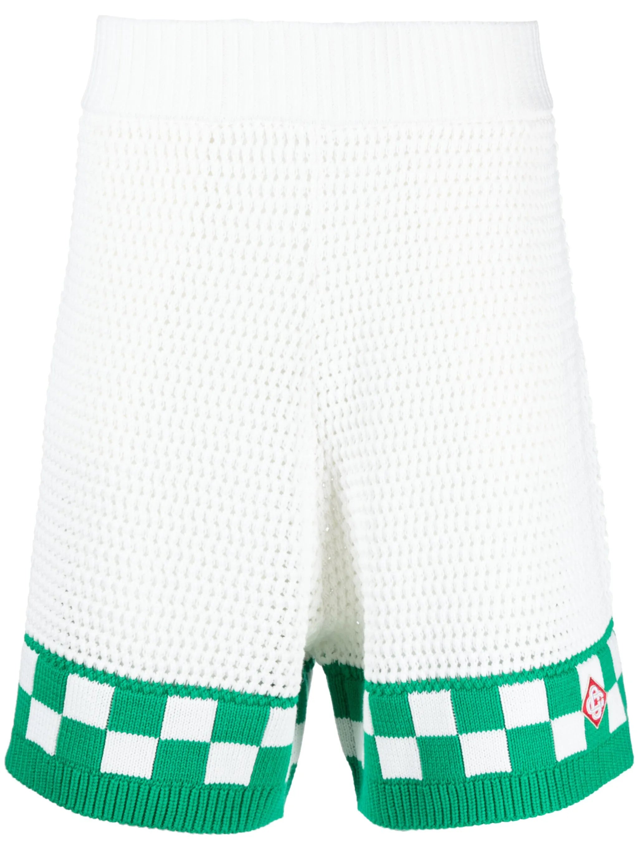 logo-patch crochet-knit shorts