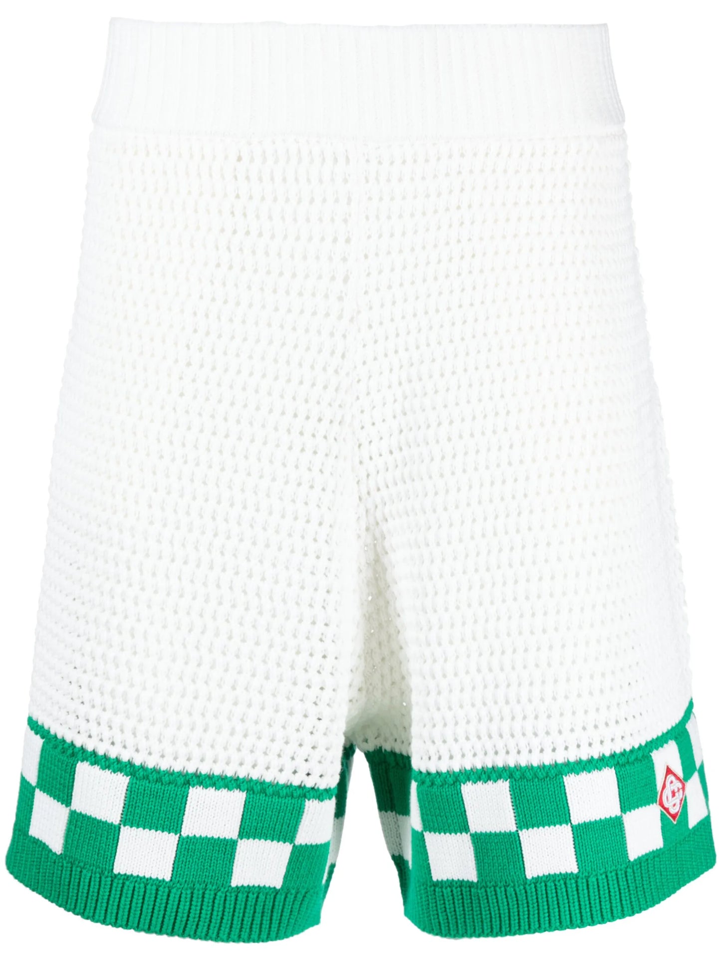 logo-patch crochet-knit shorts