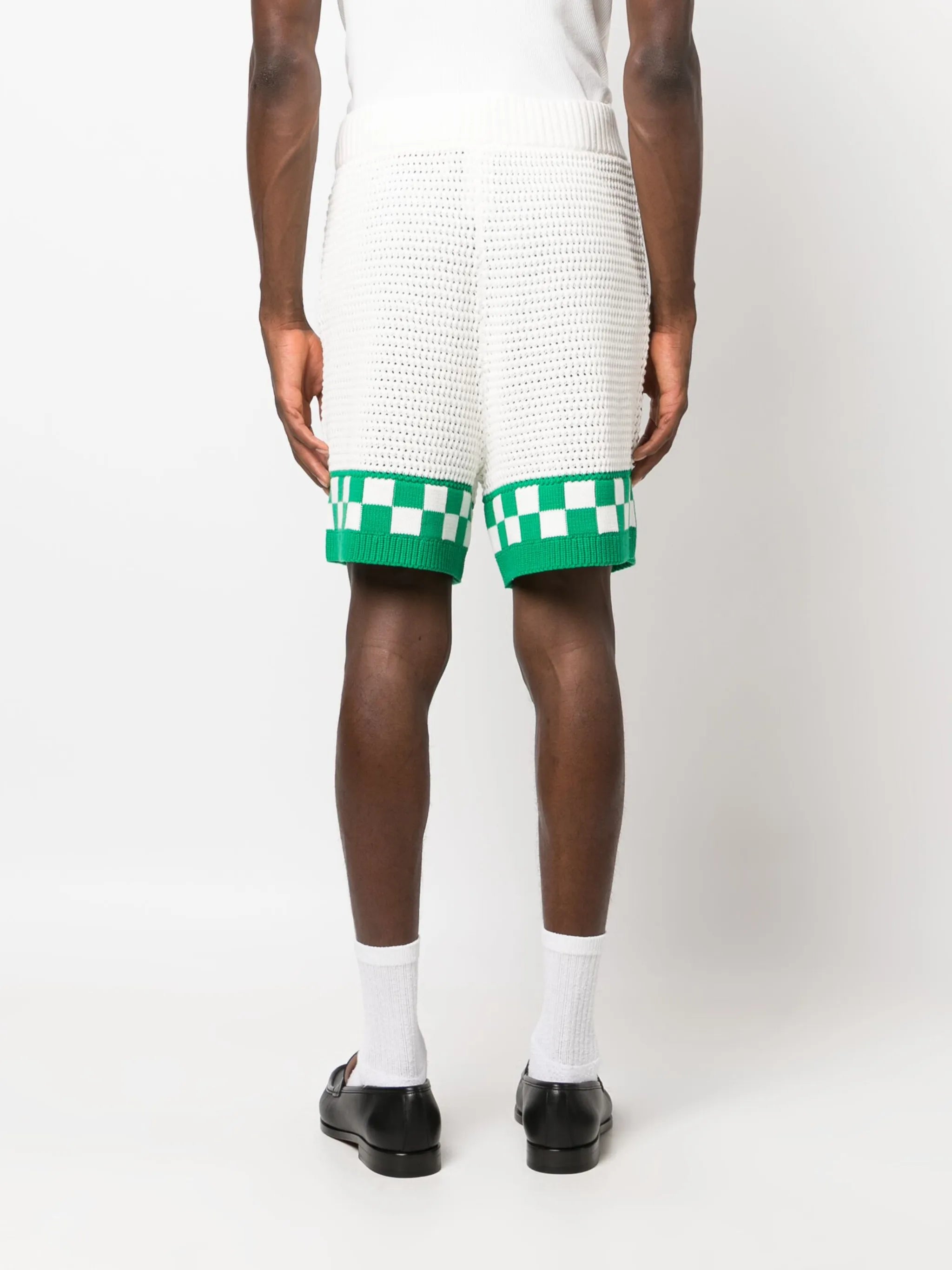 logo-patch crochet-knit shorts