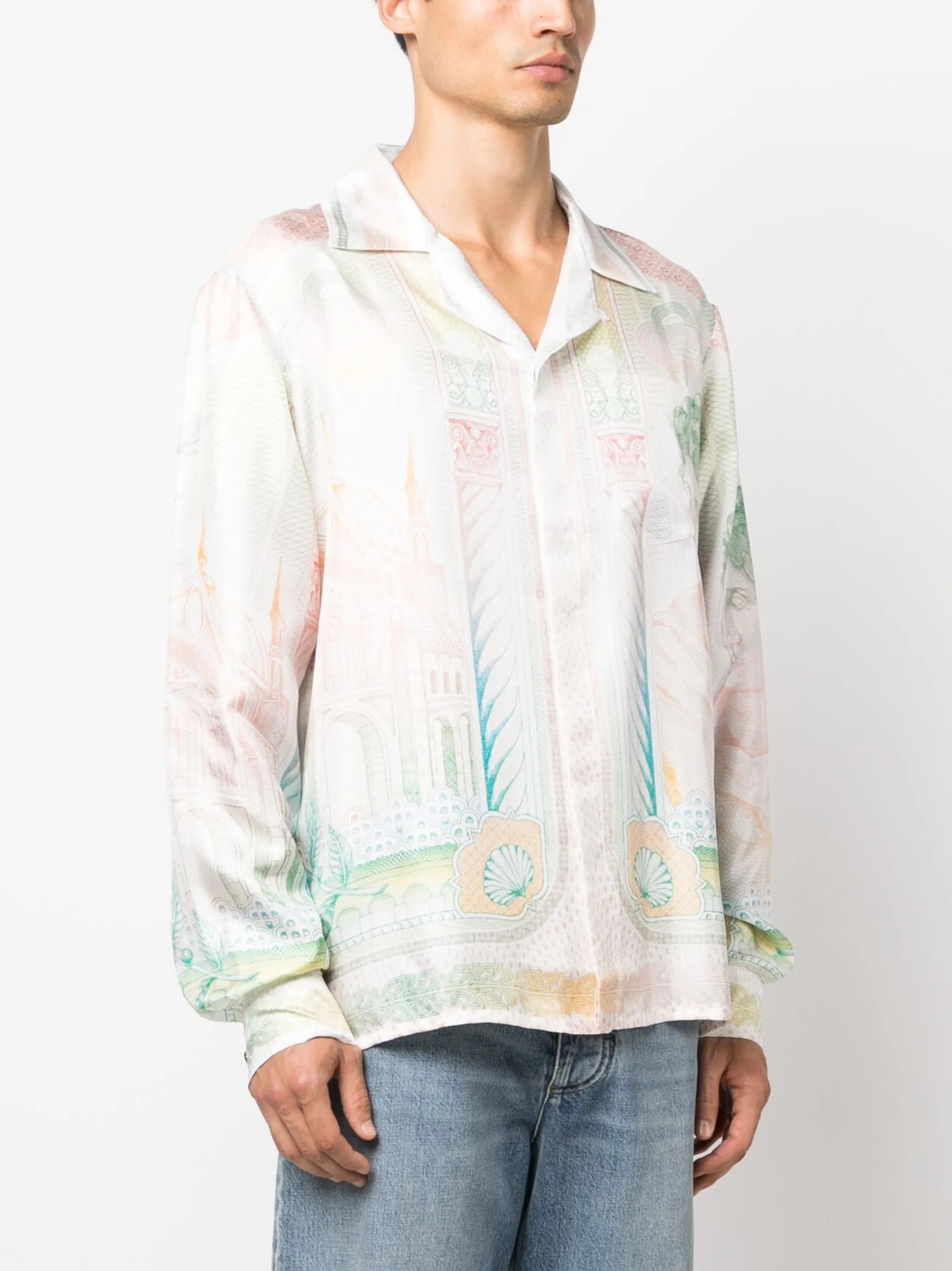 Cuban-collar silk shirt