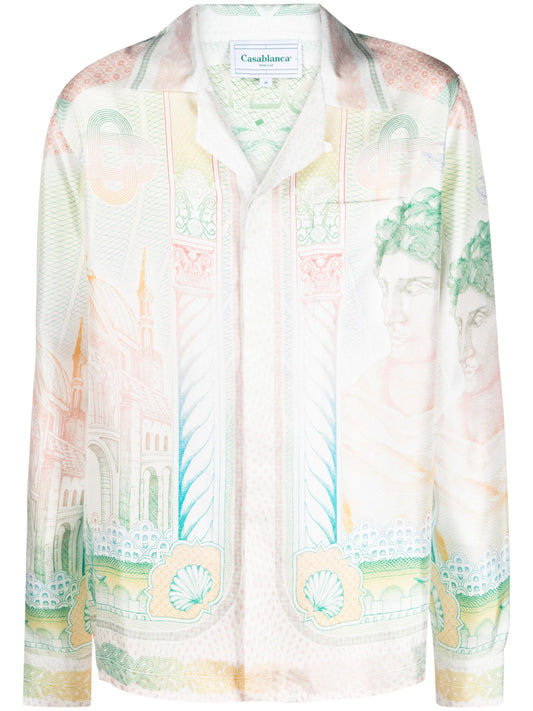 Cuban-collar silk shirt
