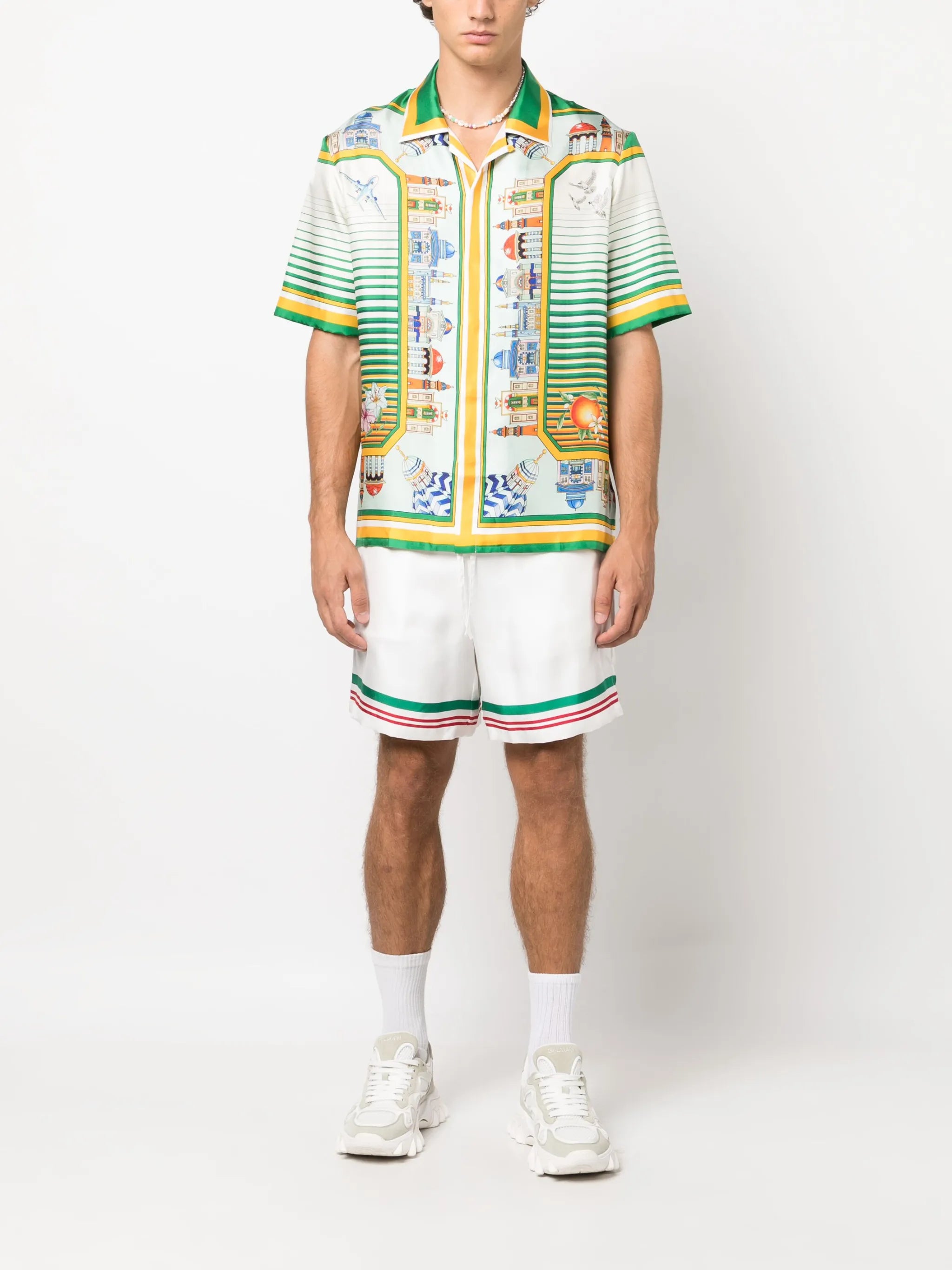 graphic-print silk shirt