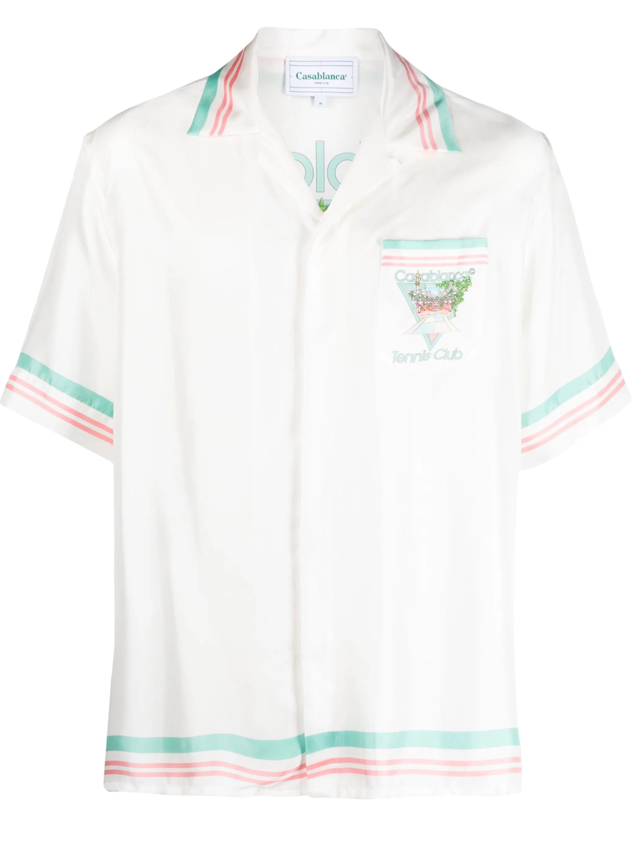 striped-edge Cuban-collar shirt