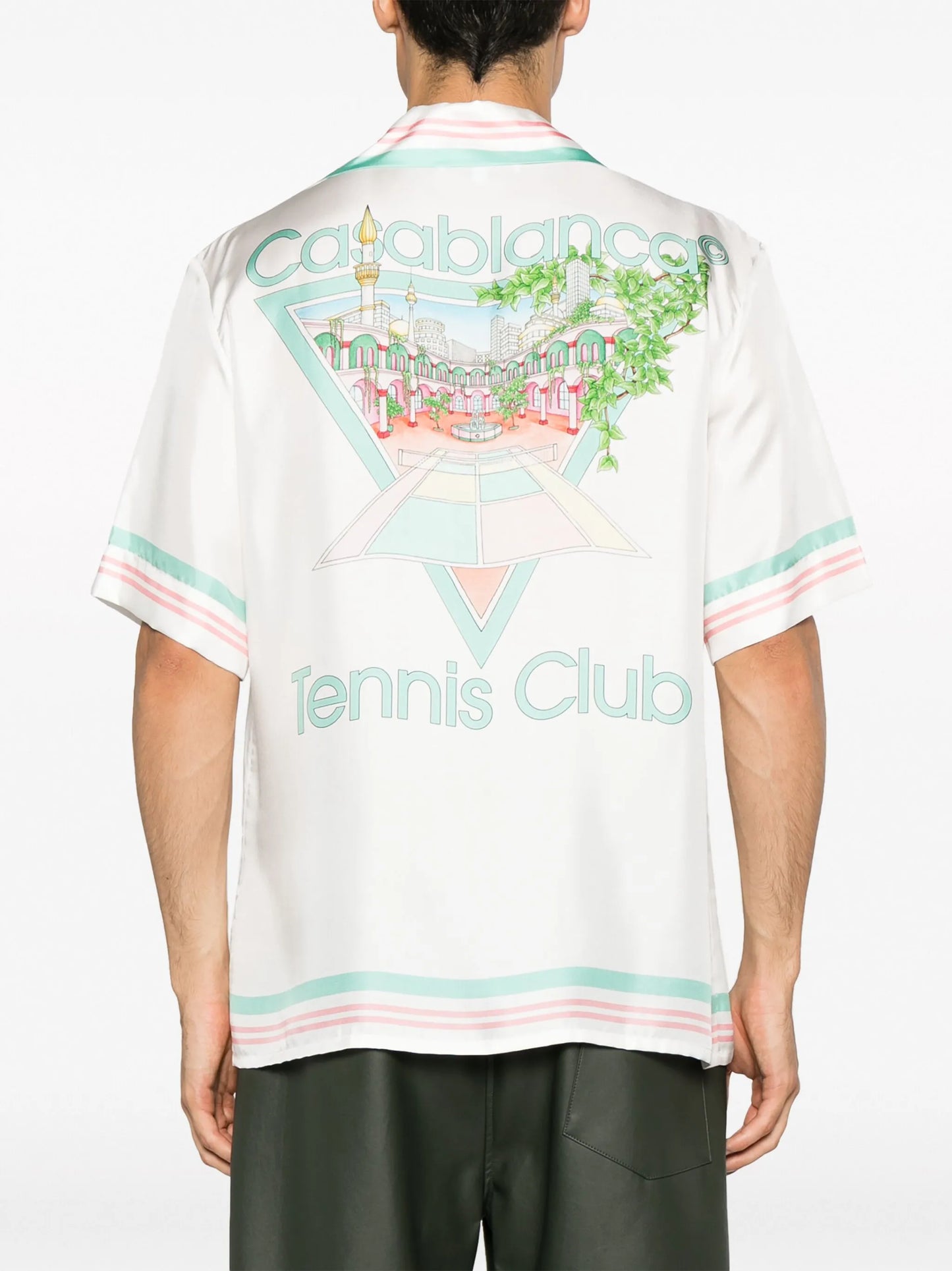 striped-edge Cuban-collar shirt