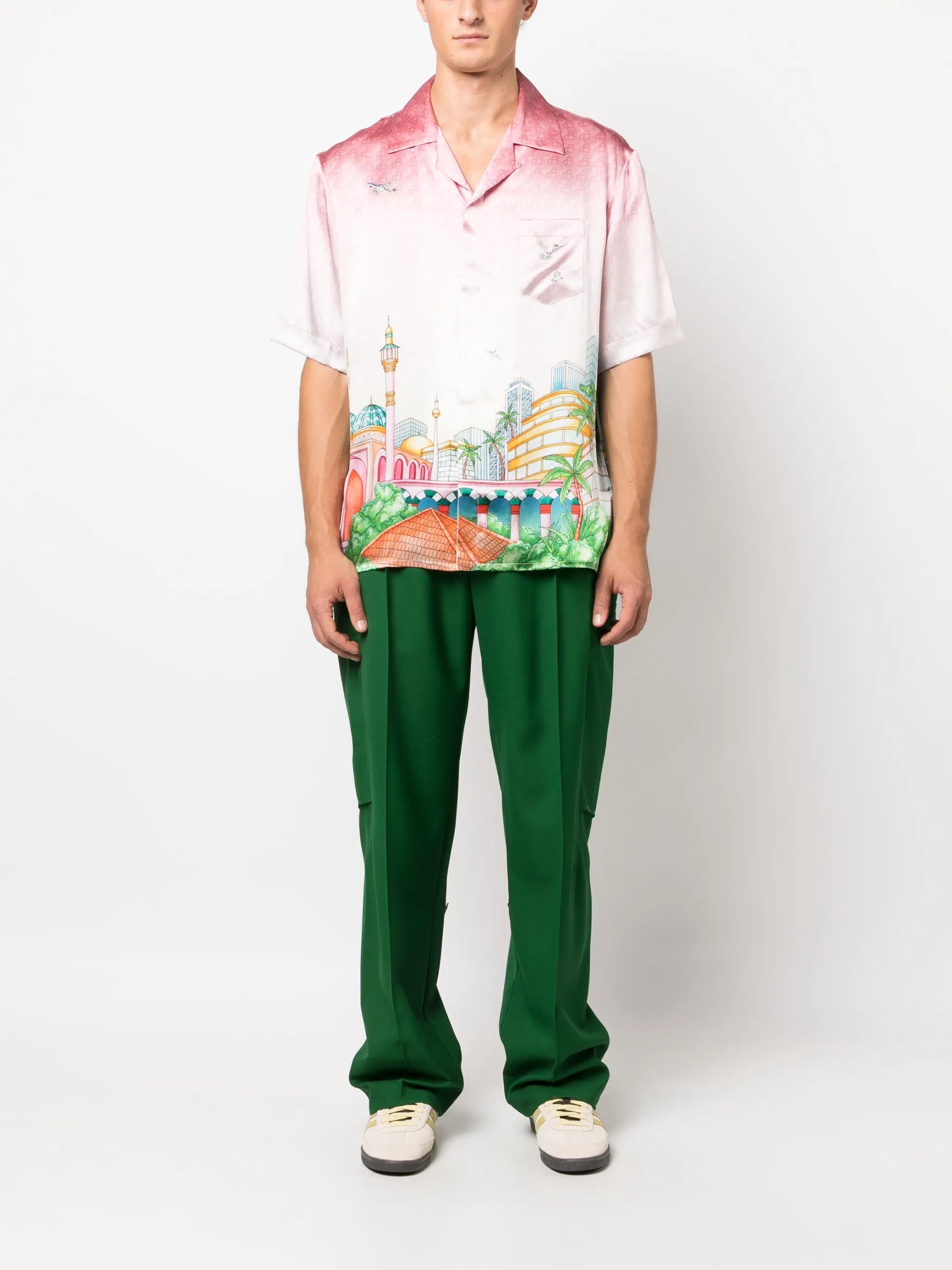 Morning City View silk shirt