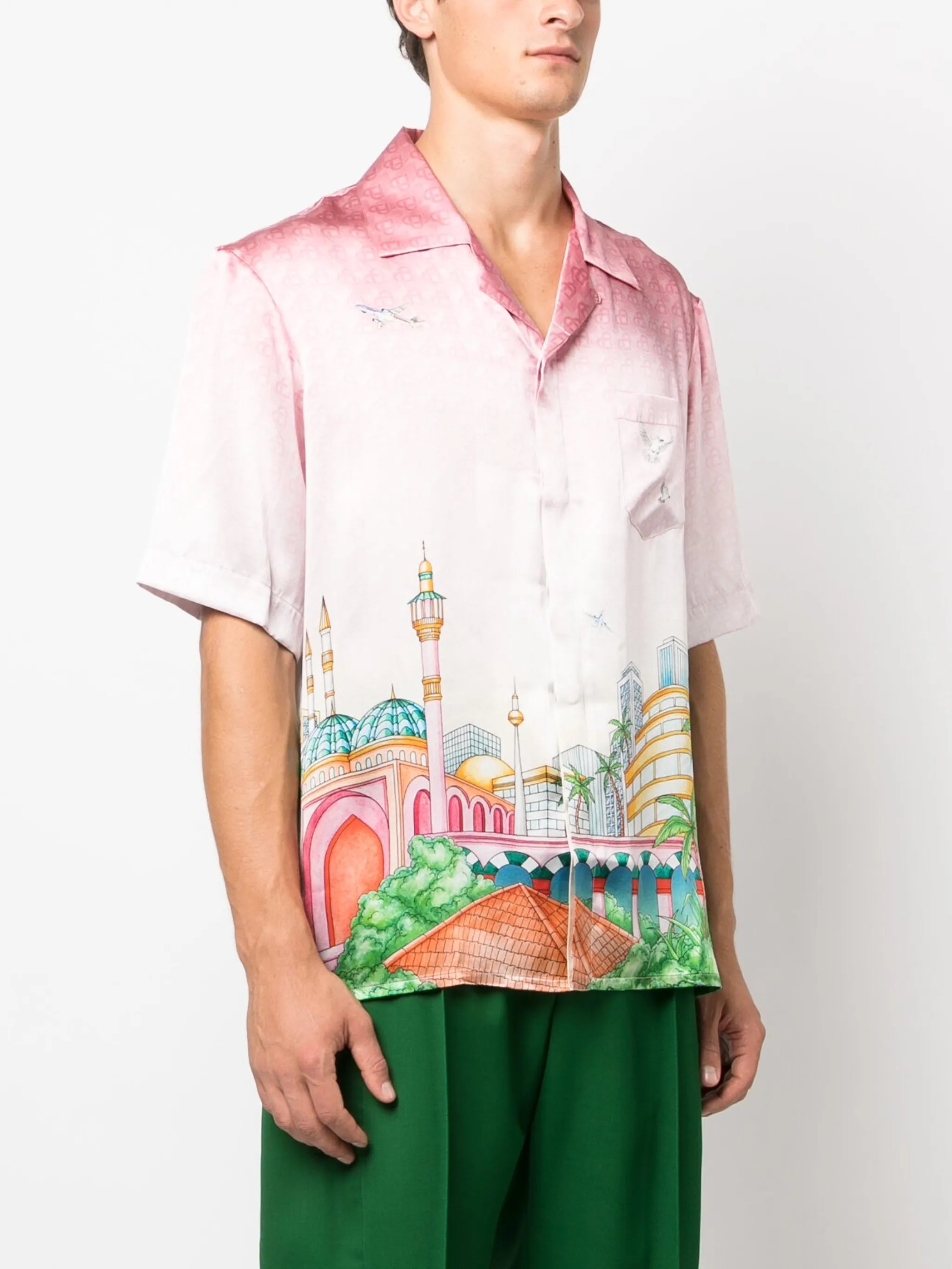Morning City View silk shirt