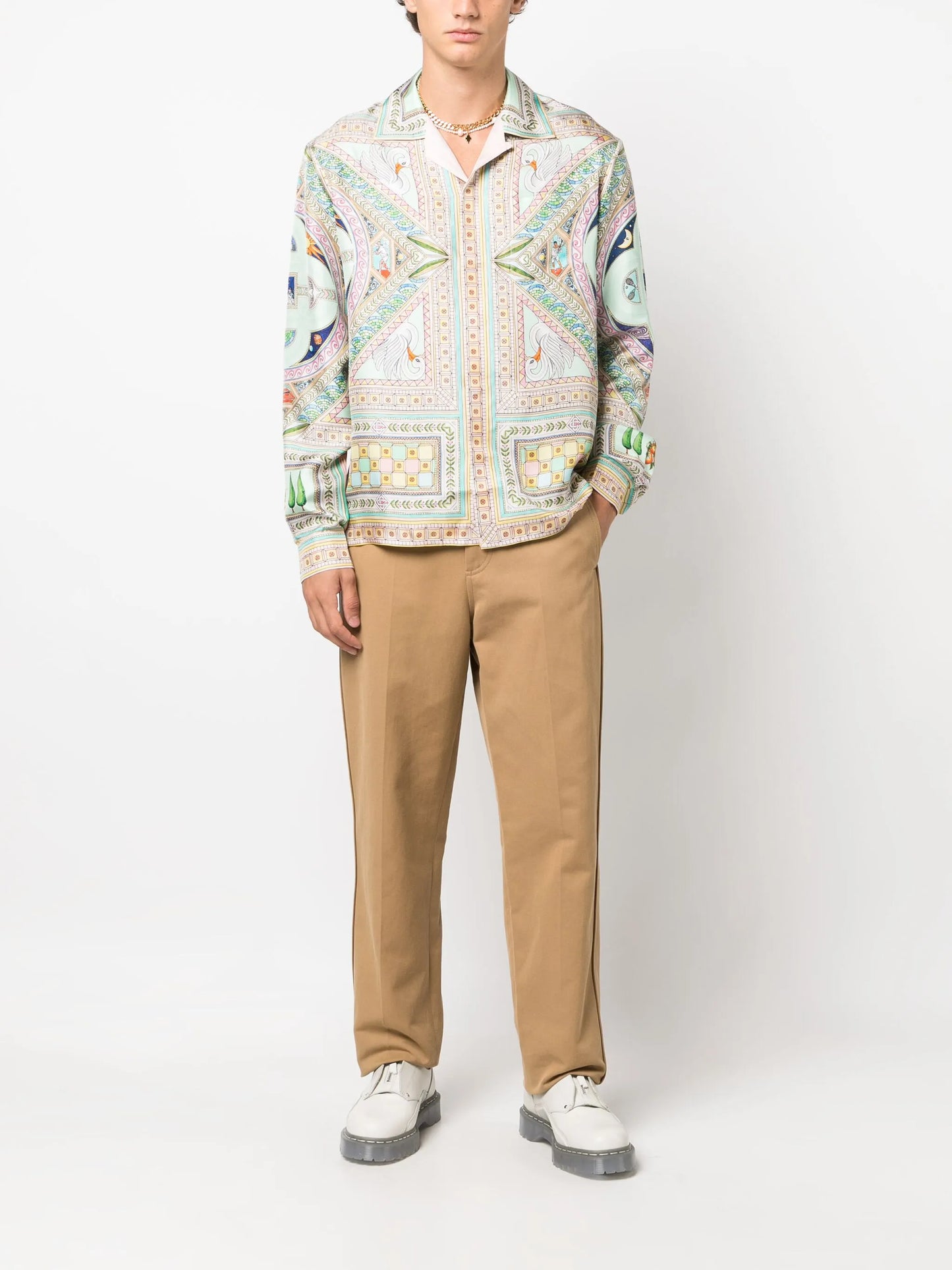 Le Labyrinthe-print silk shirt