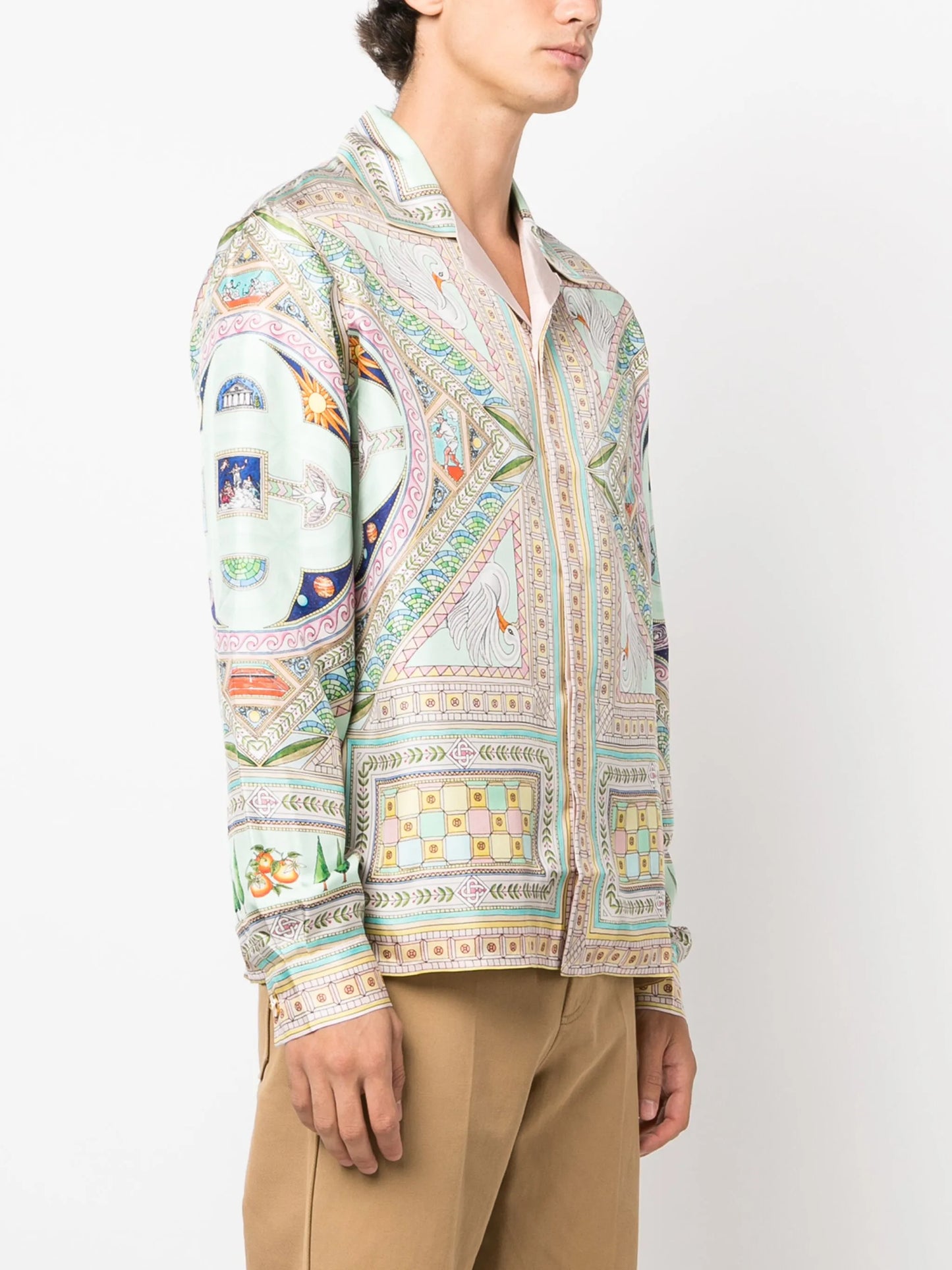 Le Labyrinthe-print silk shirt