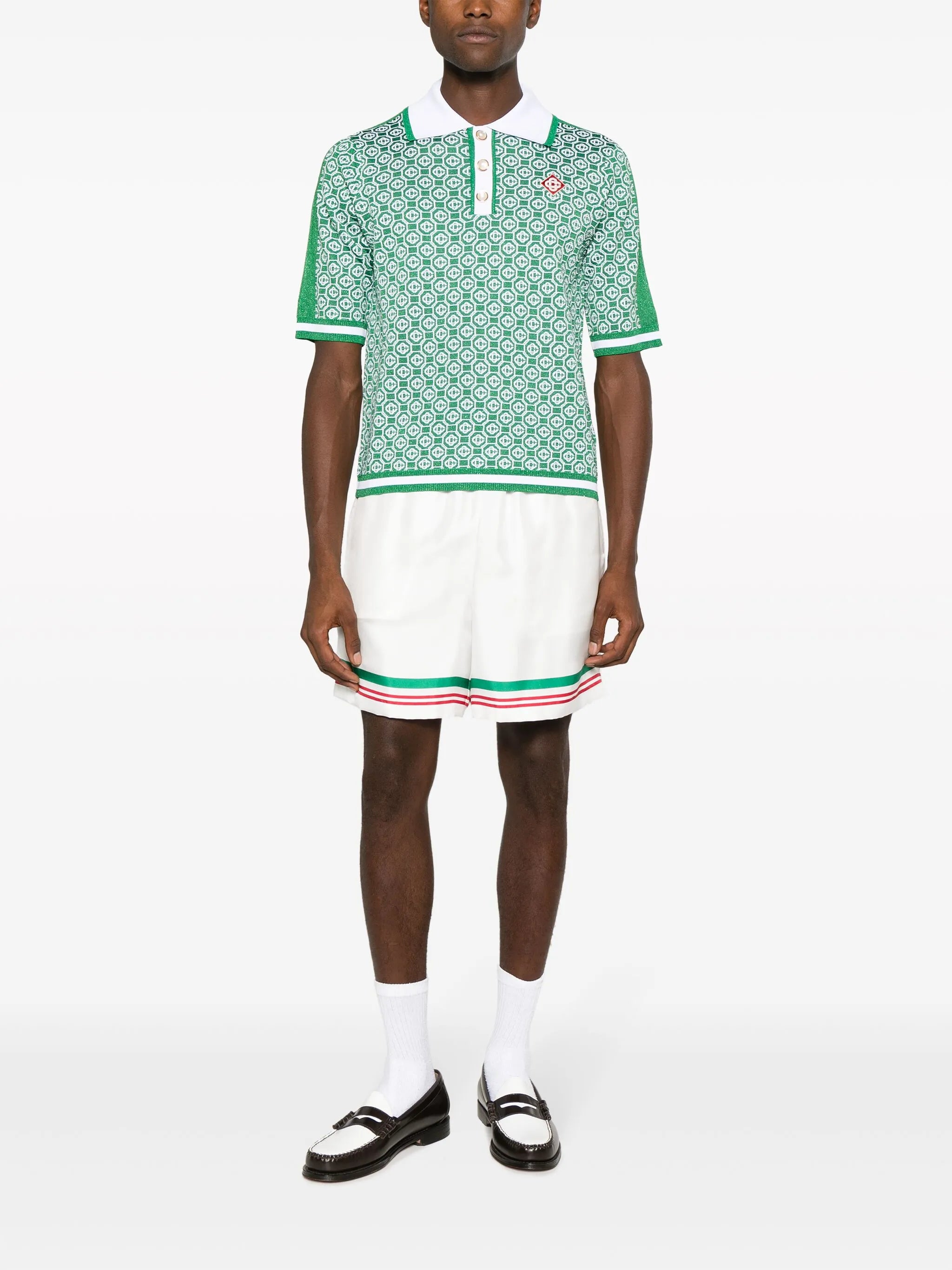 monogram-jacquard polo shirt