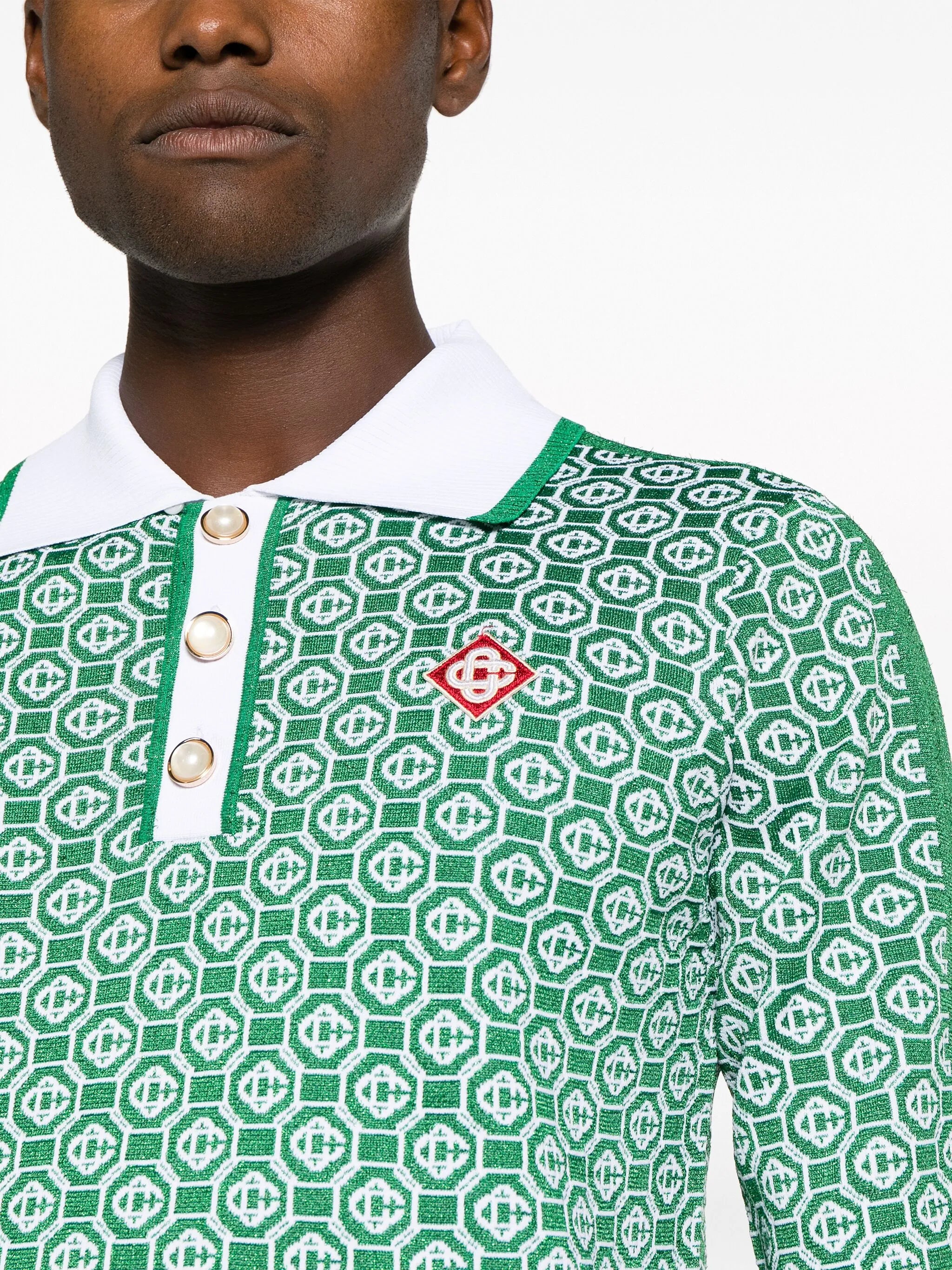 monogram-jacquard polo shirt