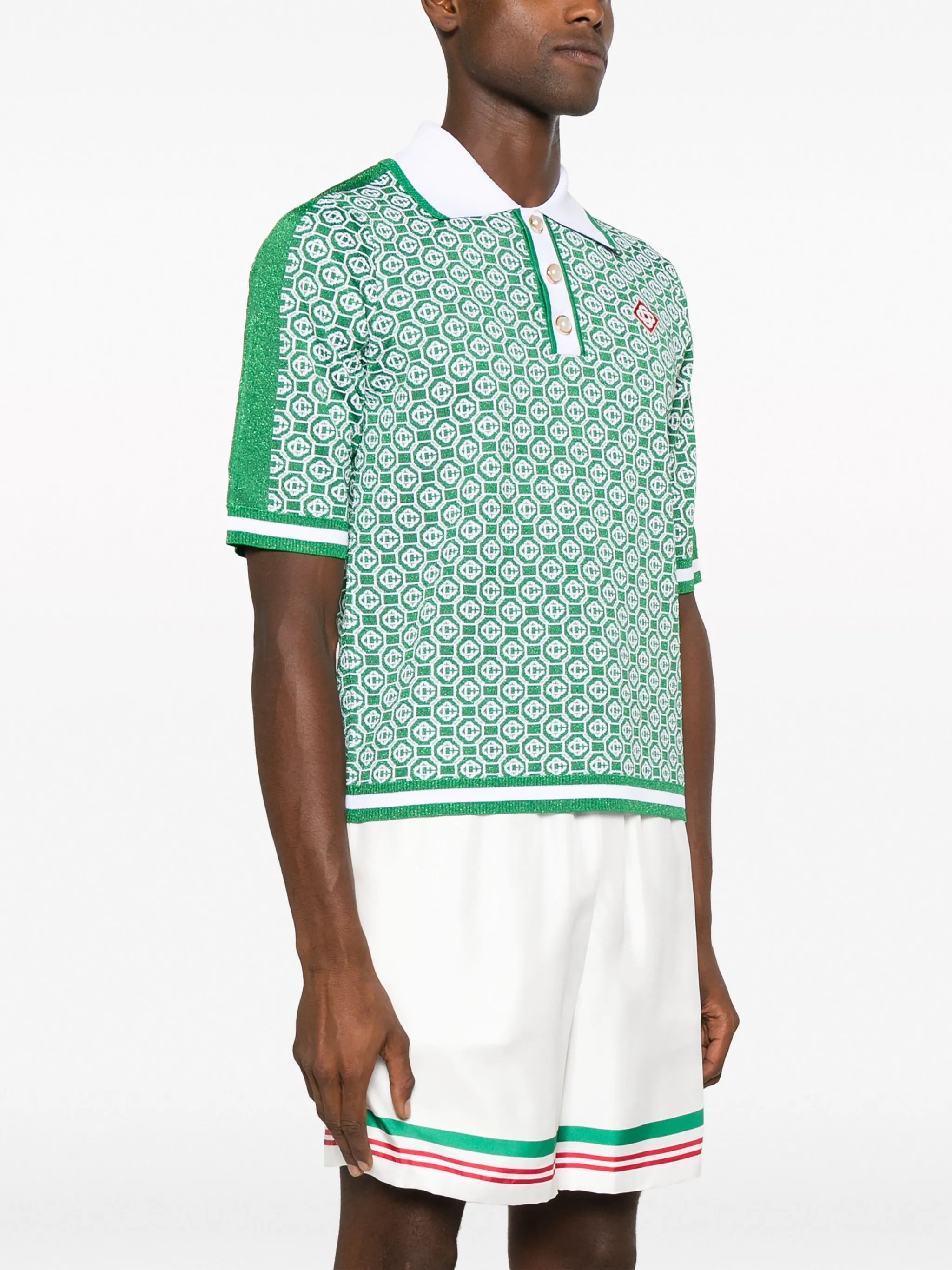 monogram-jacquard polo shirt