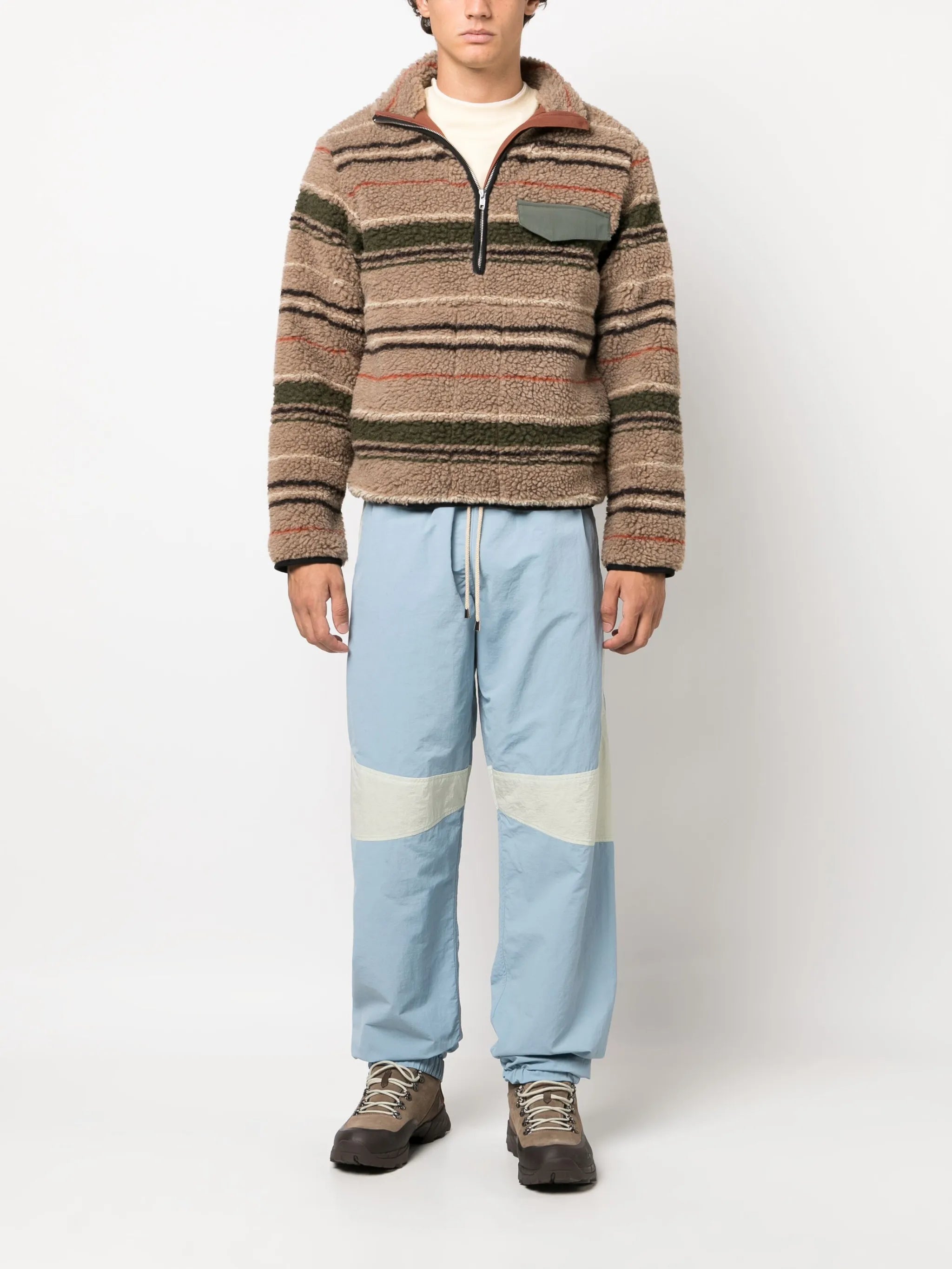 contrasting-panel drawstring track pant