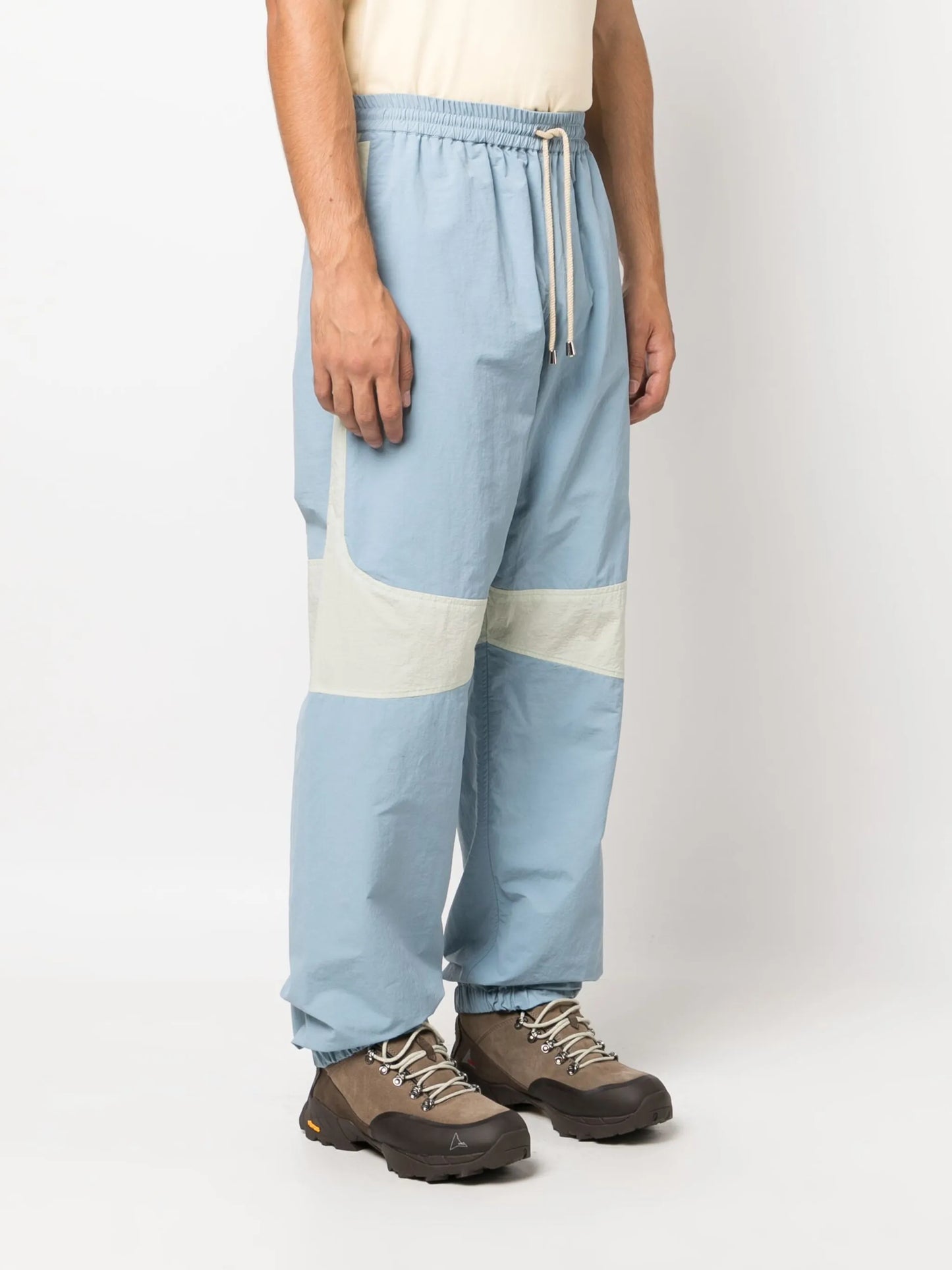 contrasting-panel drawstring track pant