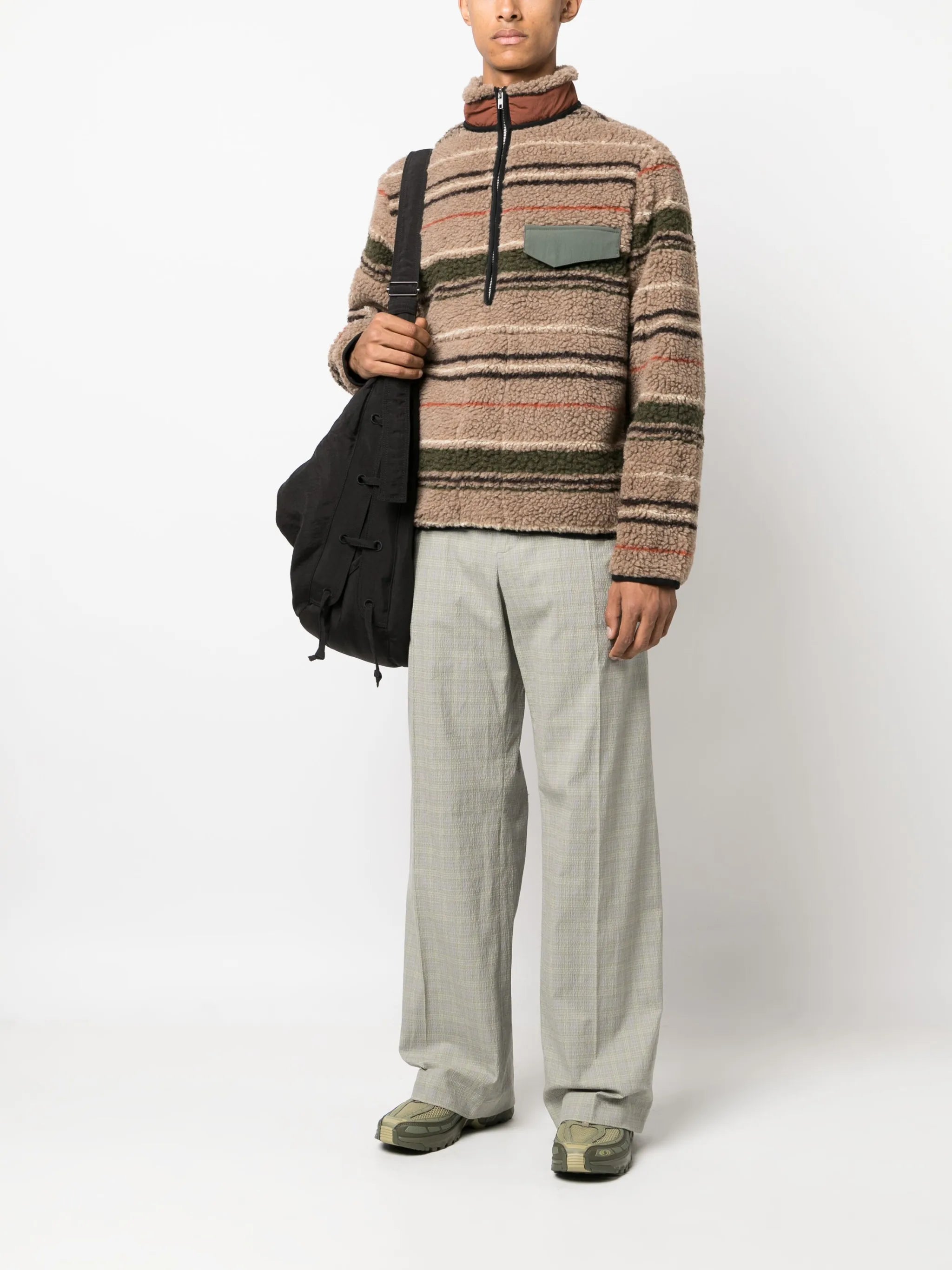 Thjorsar striped fleece-texture jumper