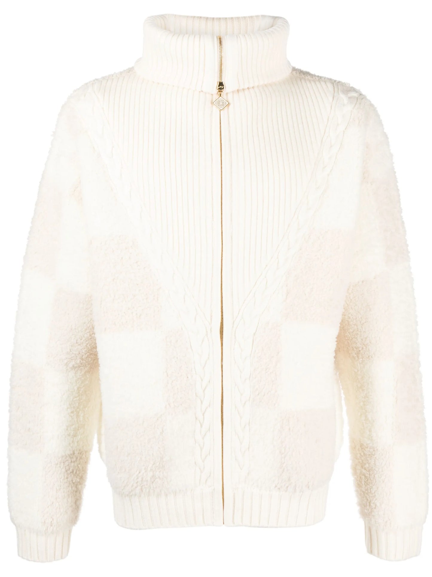 checked bouclé cardigan