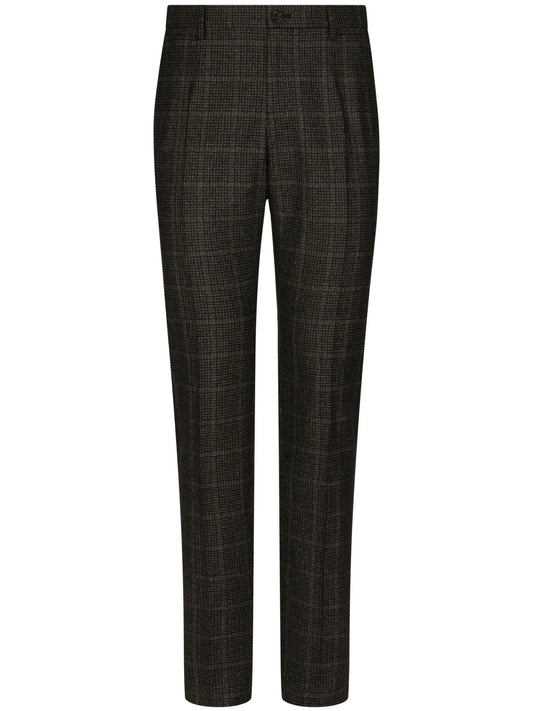 plaid-check tailored trousers