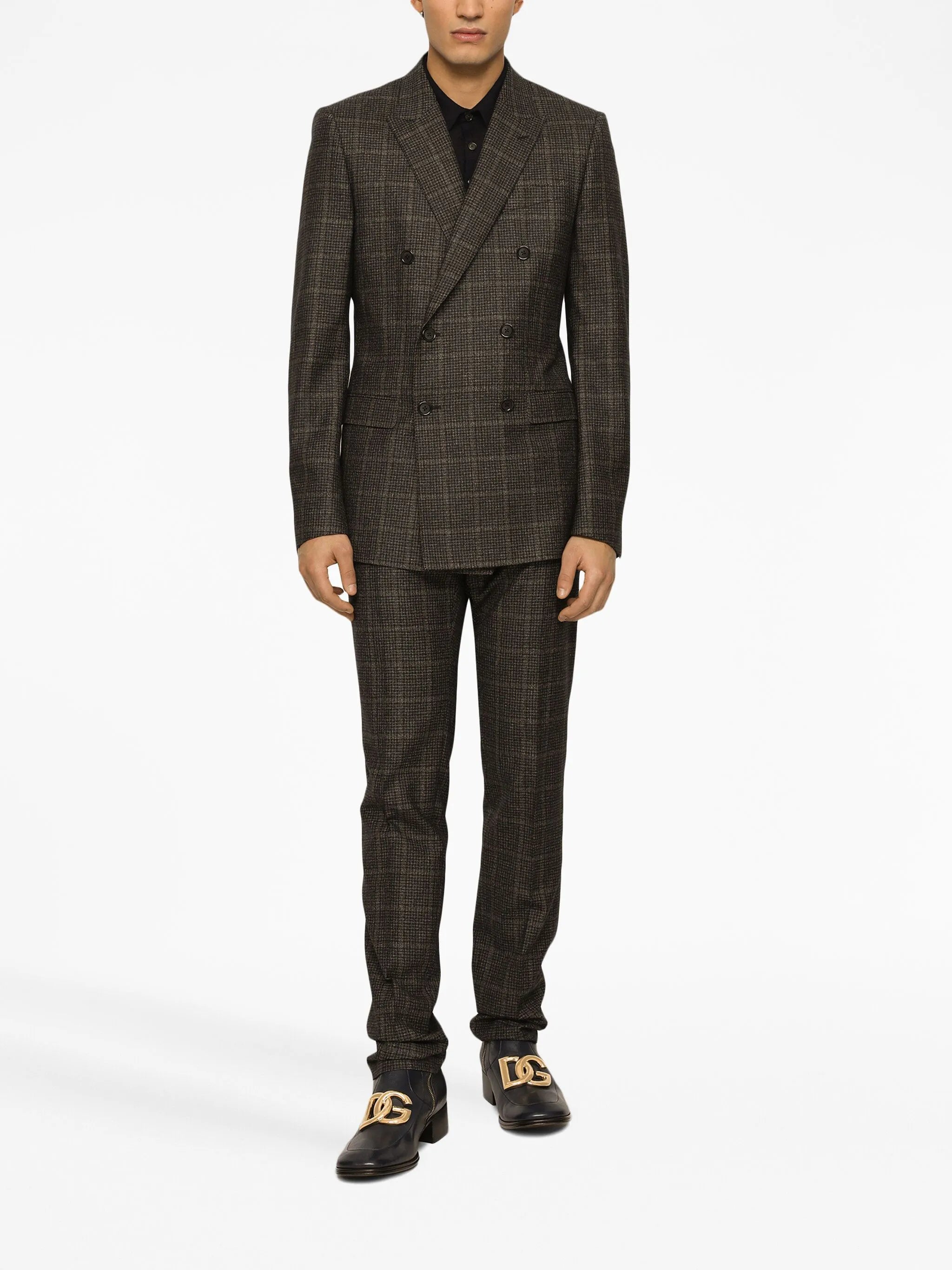plaid-check tailored trousers