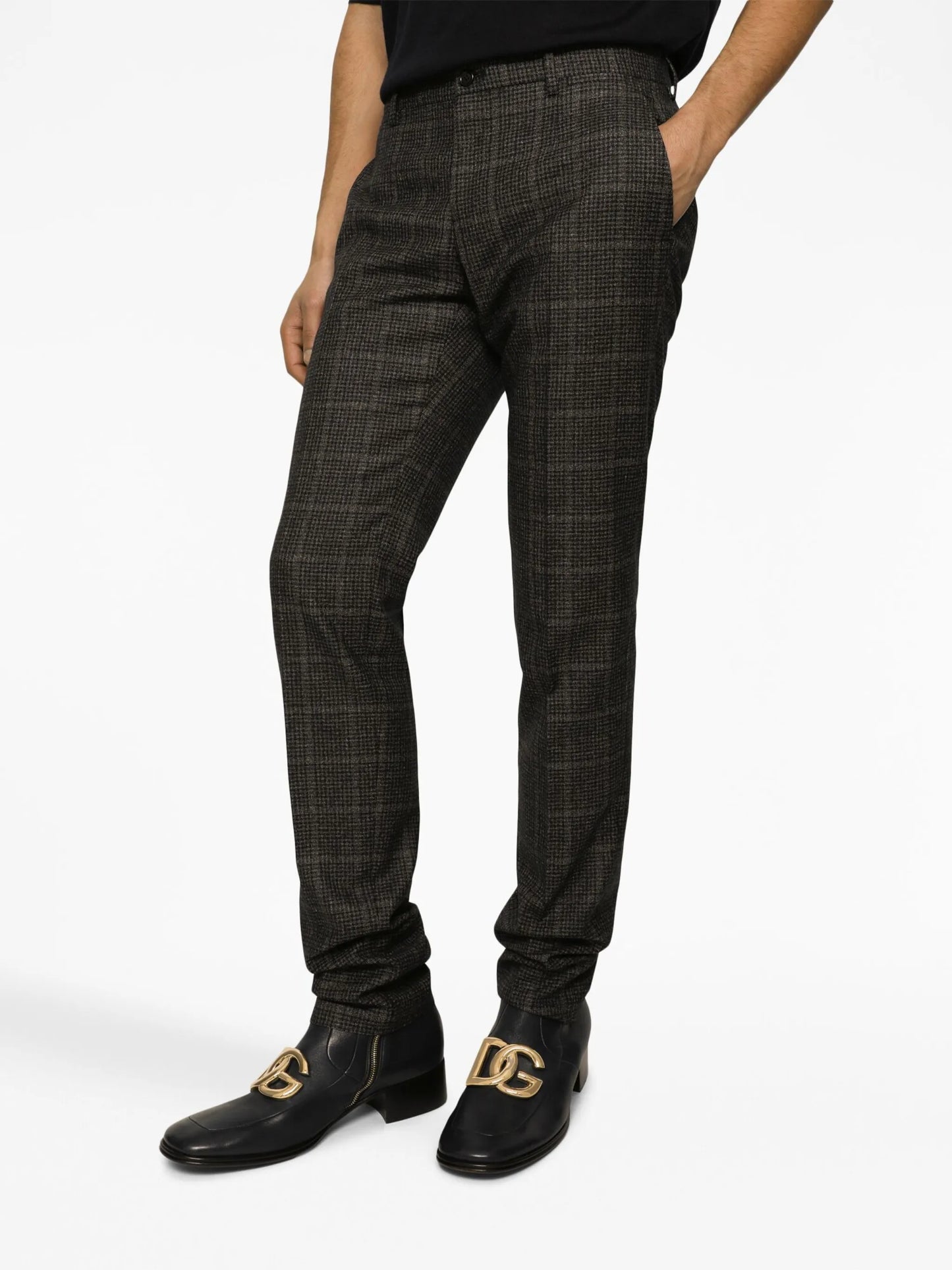 plaid-check tailored trousers