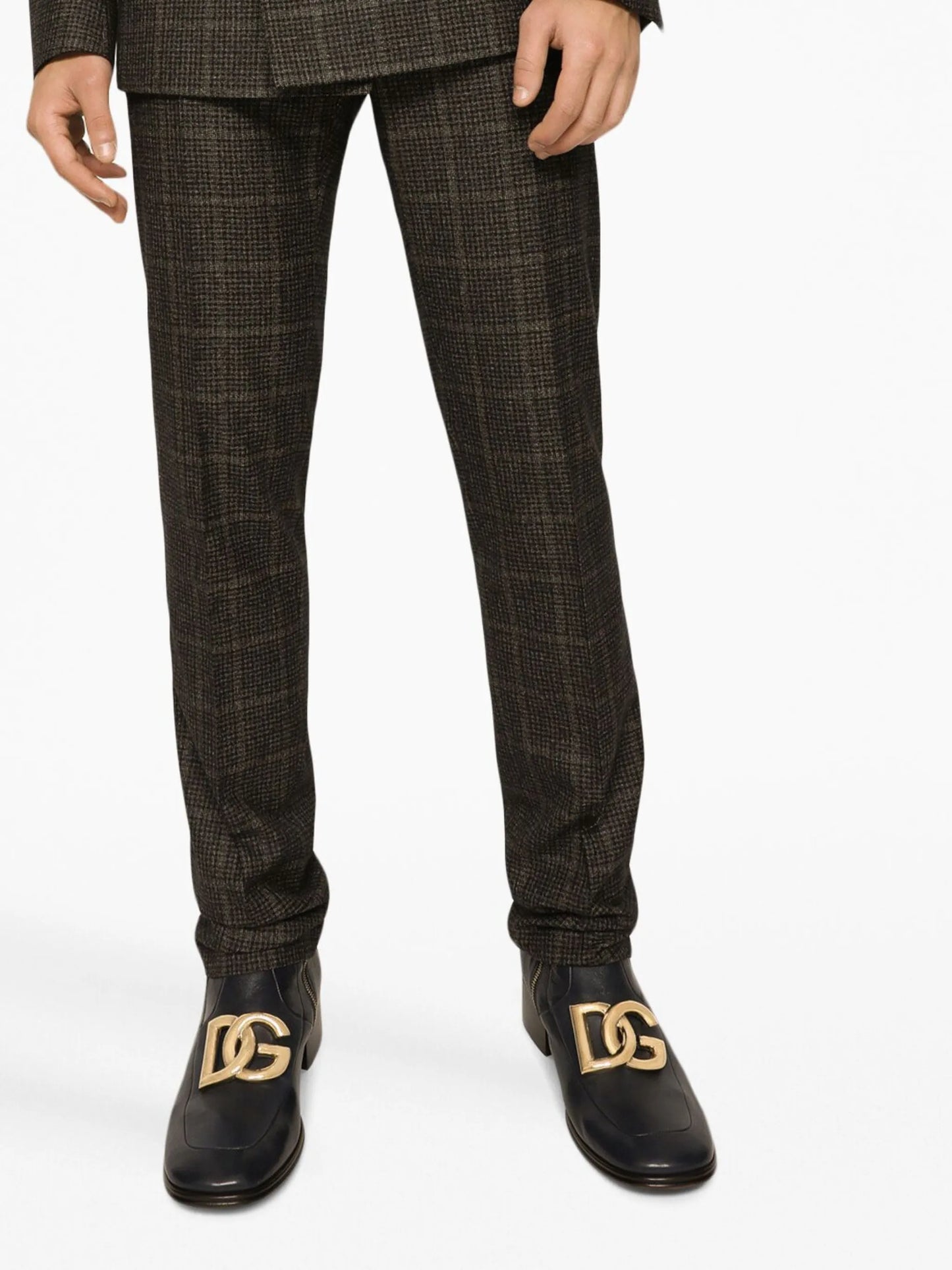 plaid-check tailored trousers