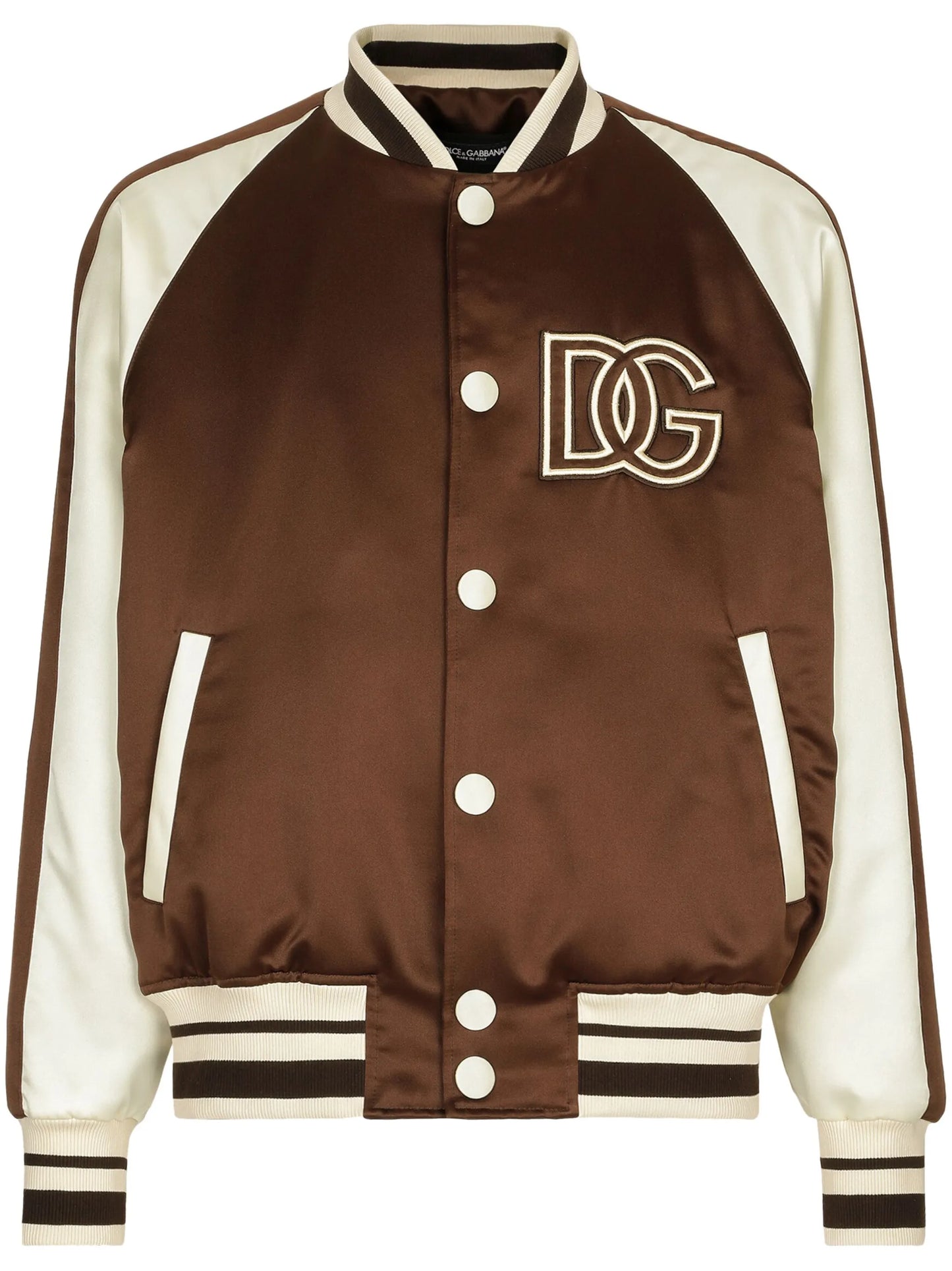 logo-patch colour-block bomber jacket