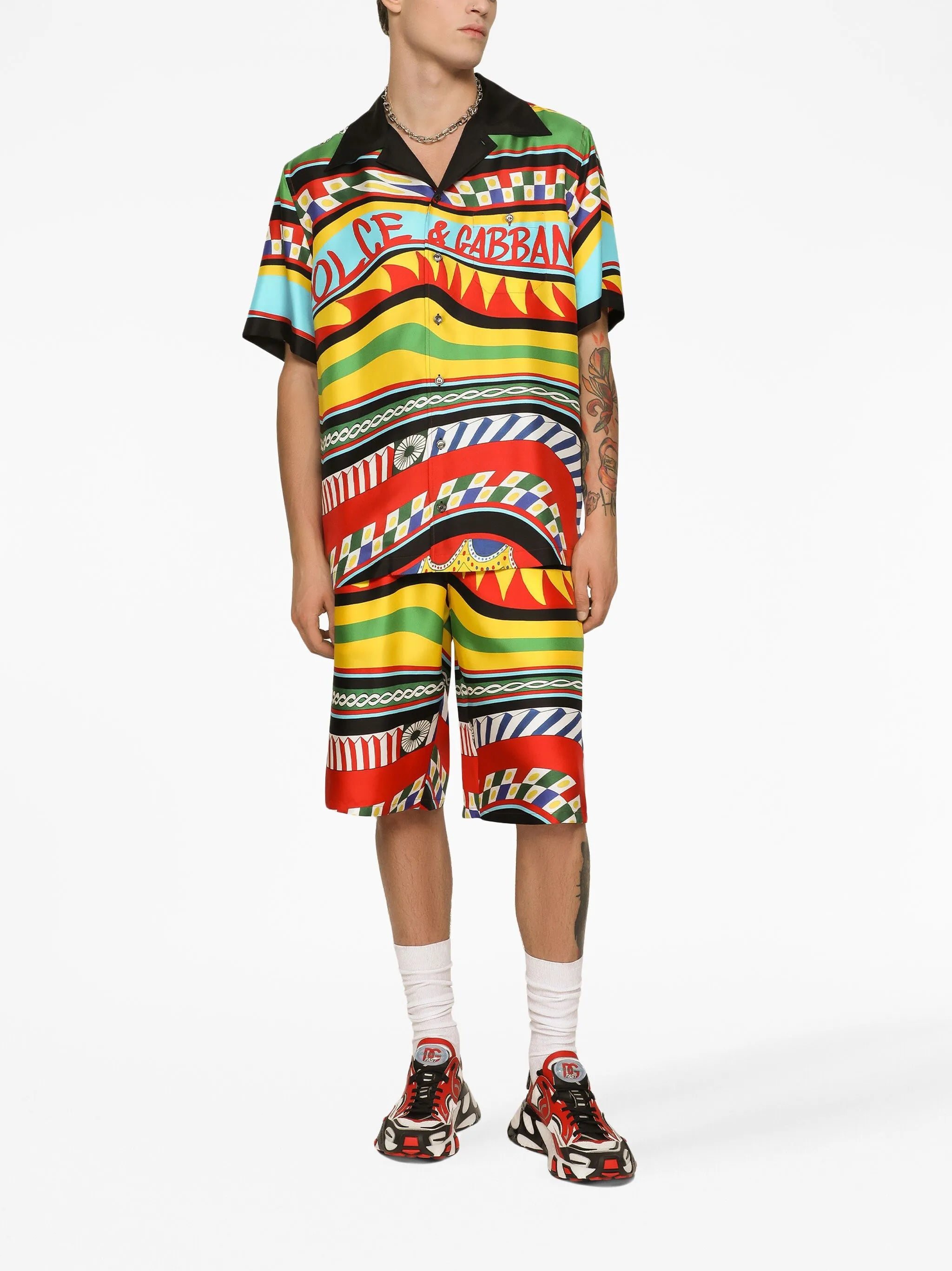 Carreto-print silk bermuda shorts