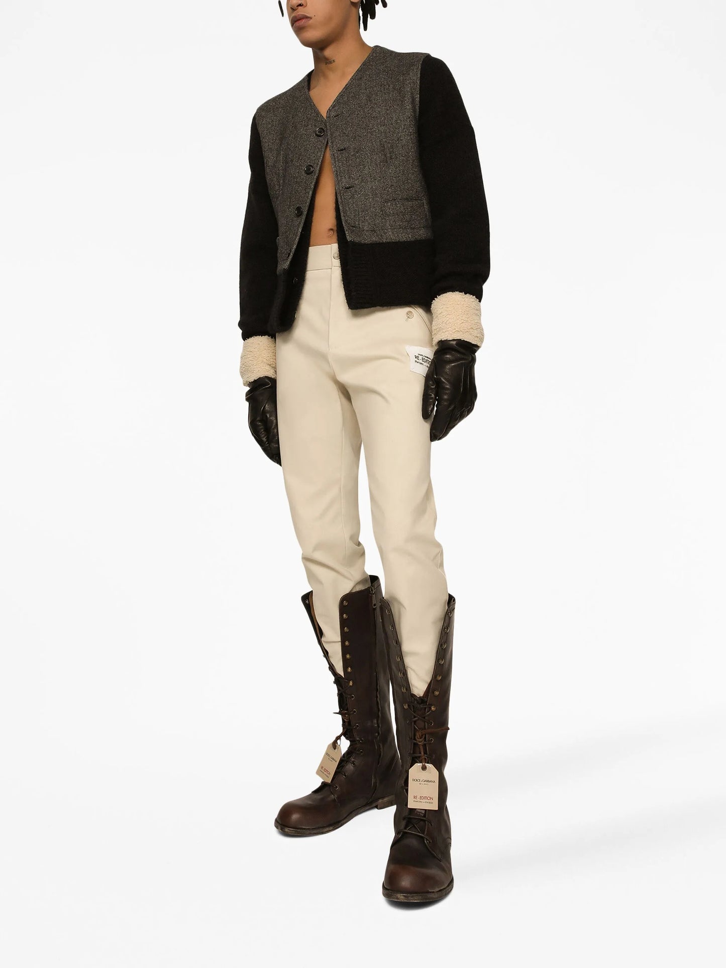 logo-patch high-waisted trousers