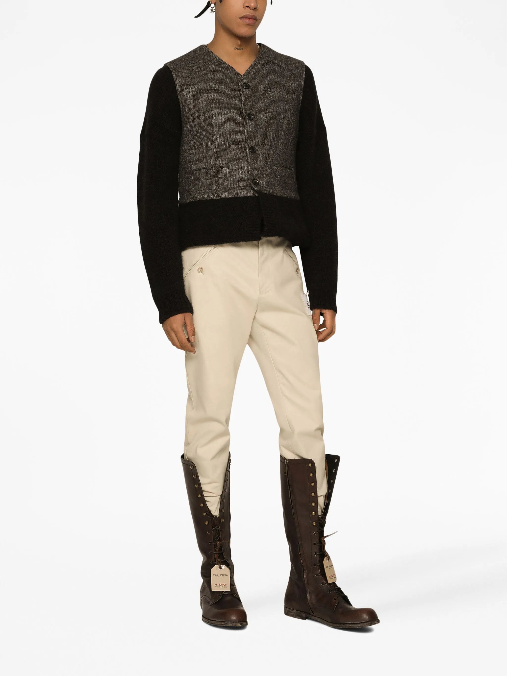 logo-patch high-waisted trousers