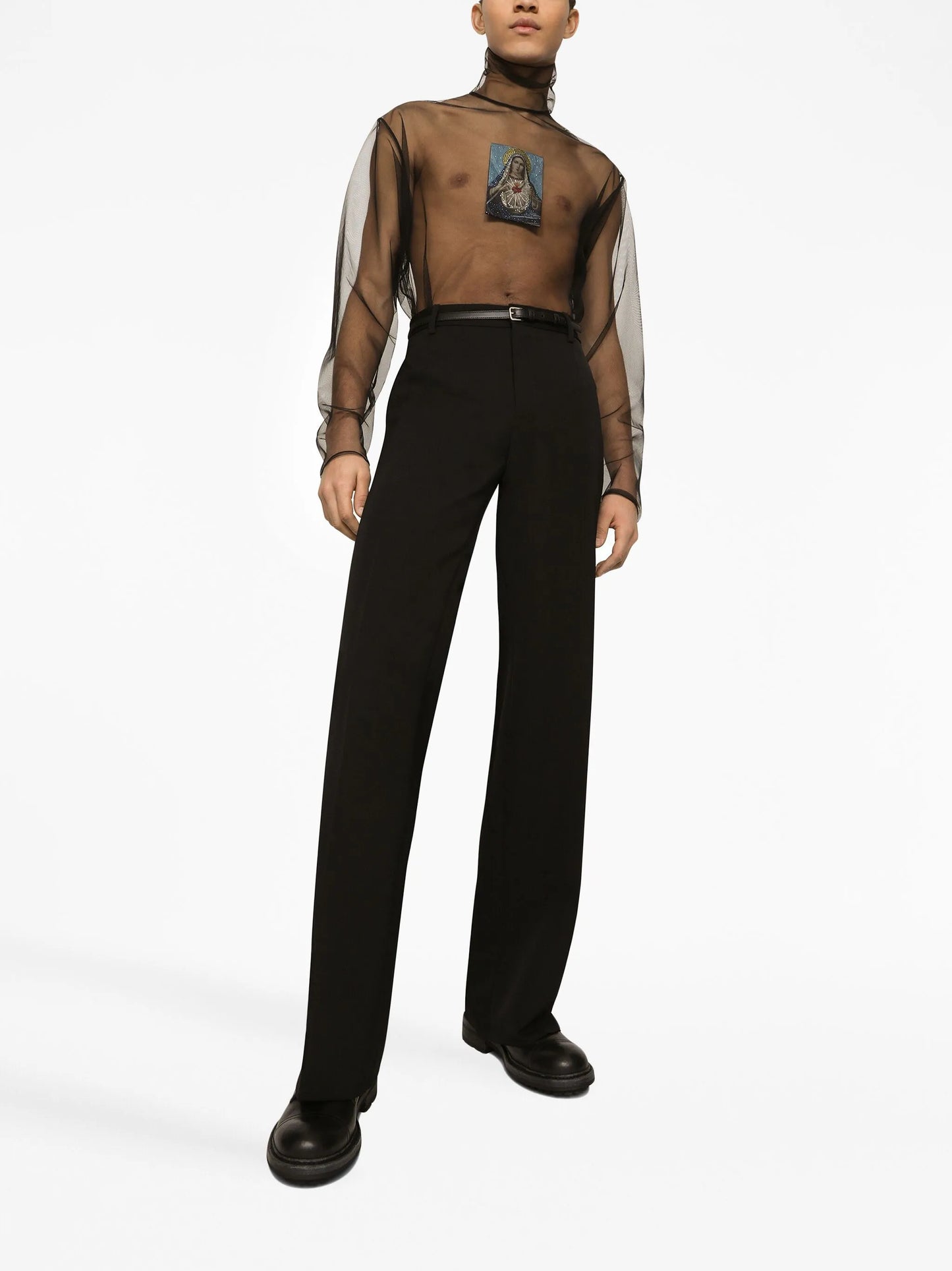 pressed-crease tailored-cut trousers