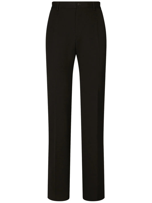 pressed-crease wool trousers