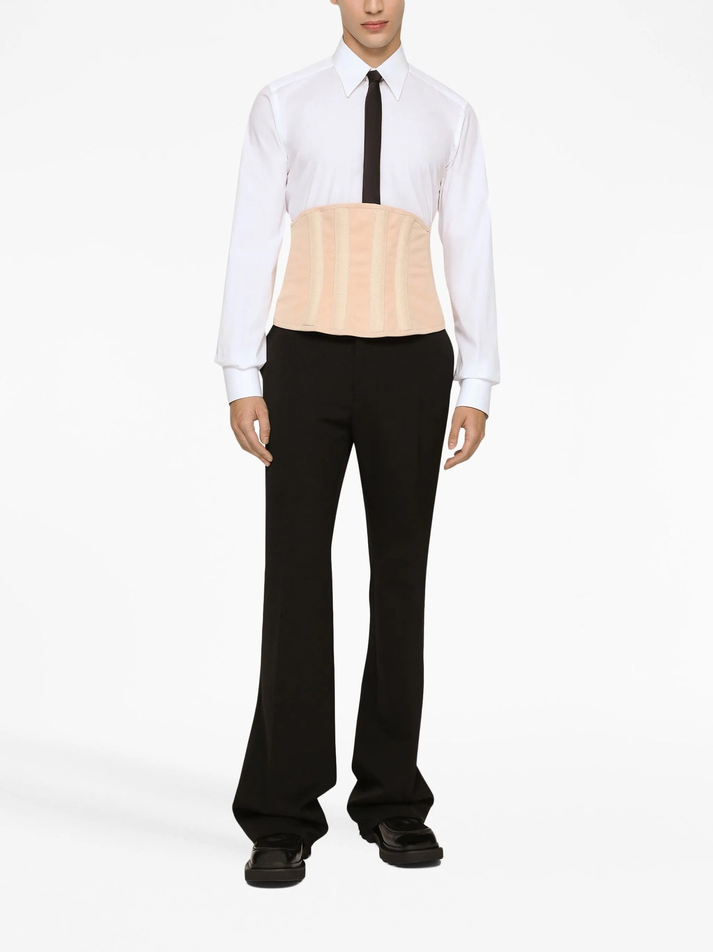 pressed-crease wool trousers