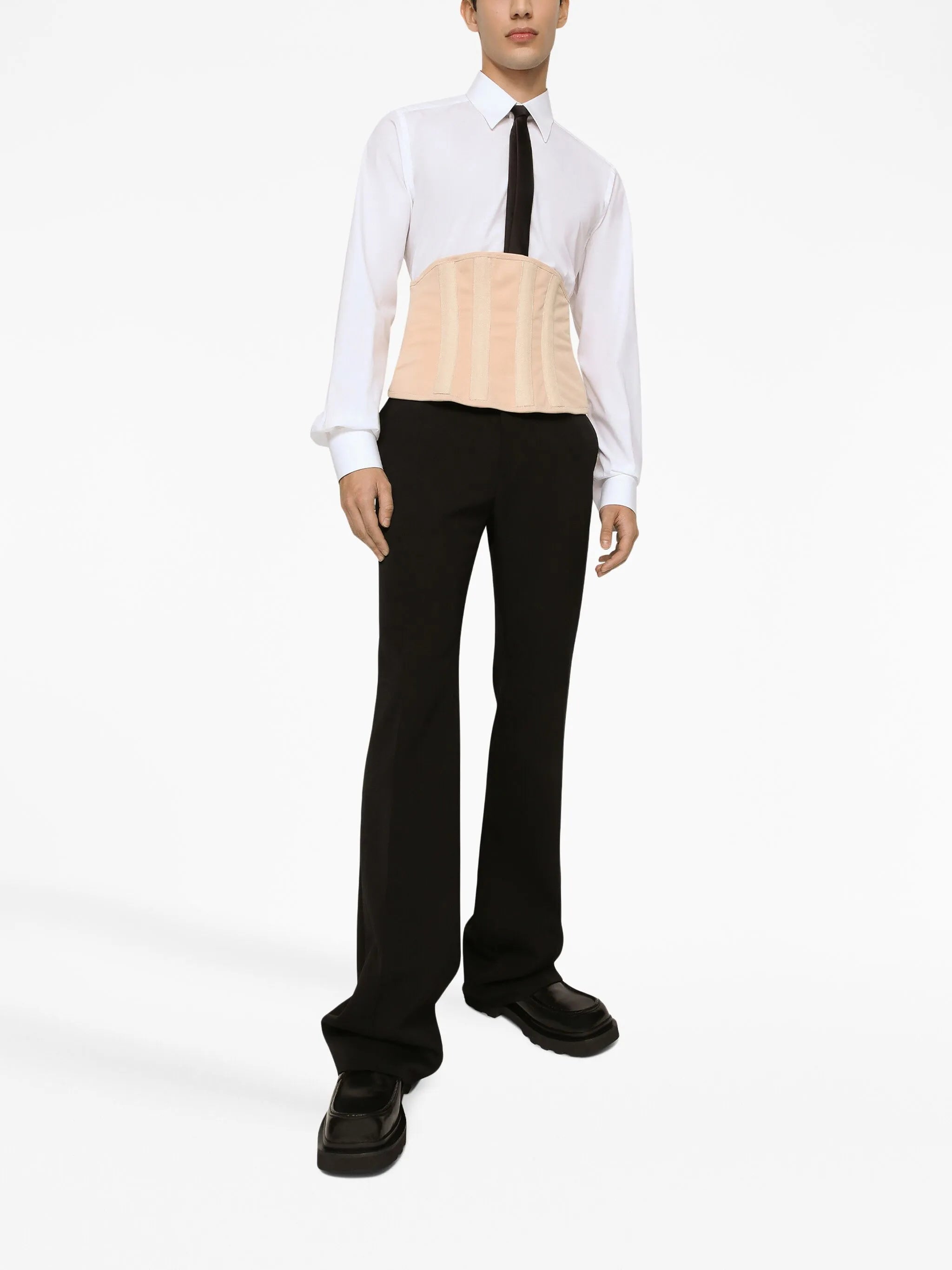 pressed-crease wool trousers