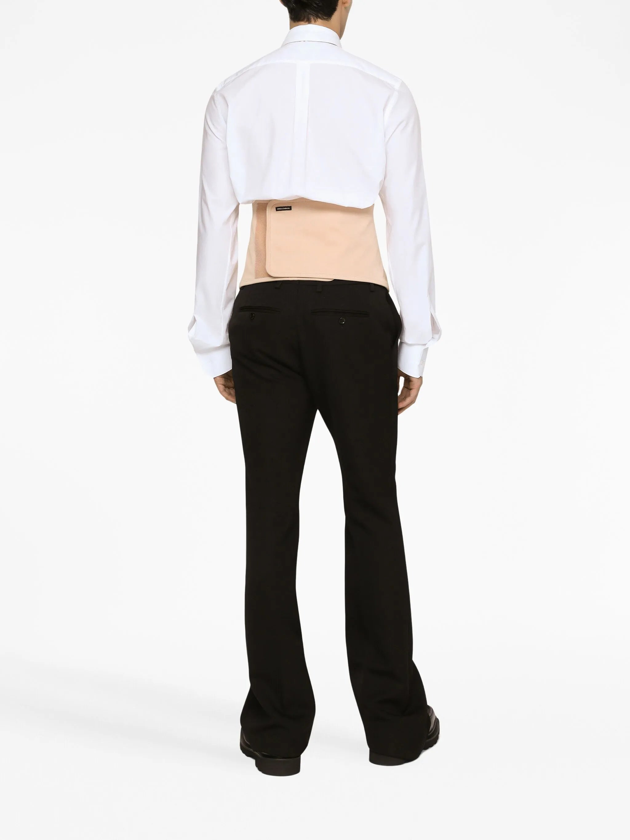 pressed-crease wool trousers