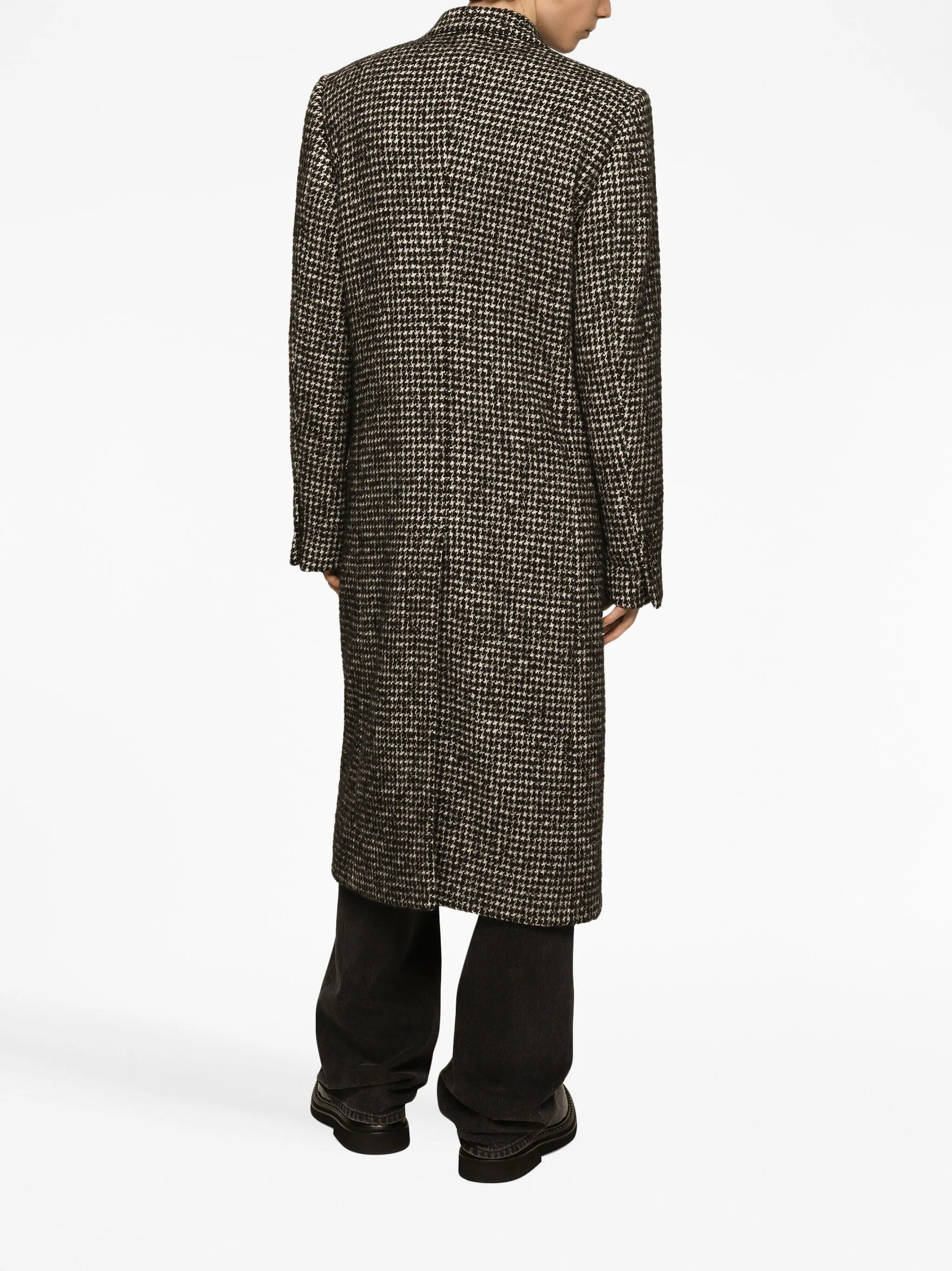 houndstooth double-breasted wool coat