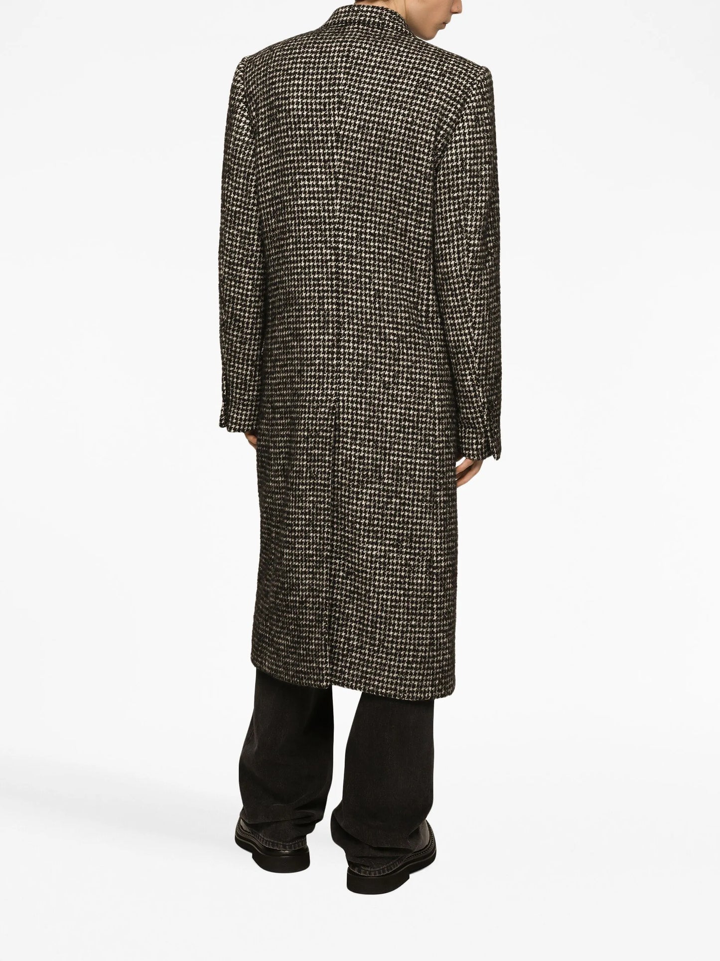 houndstooth double-breasted wool coat