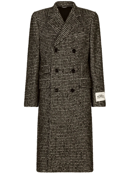 houndstooth double-breasted wool coat